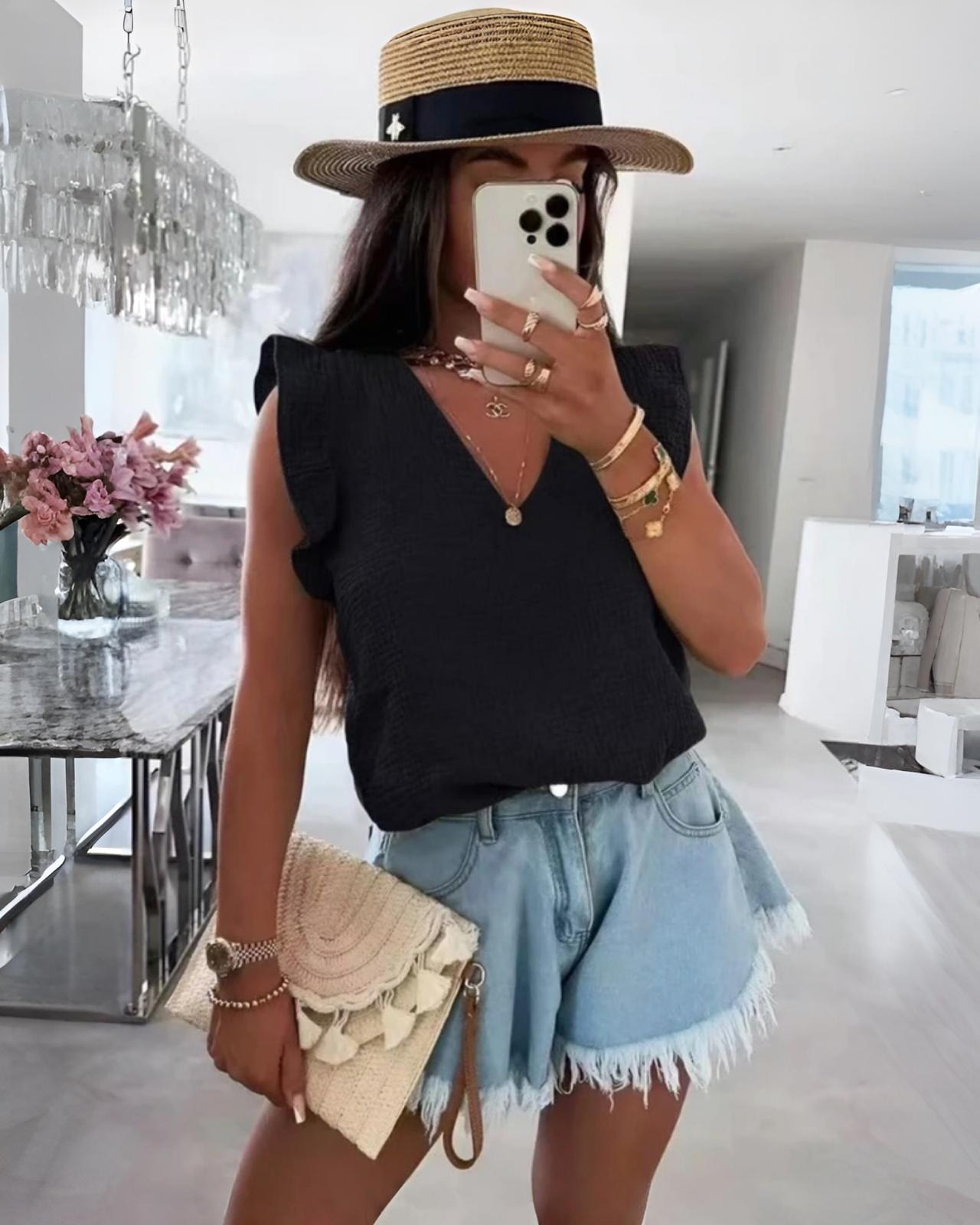 MUSSELIN TOP "LINDA" Div. Farben