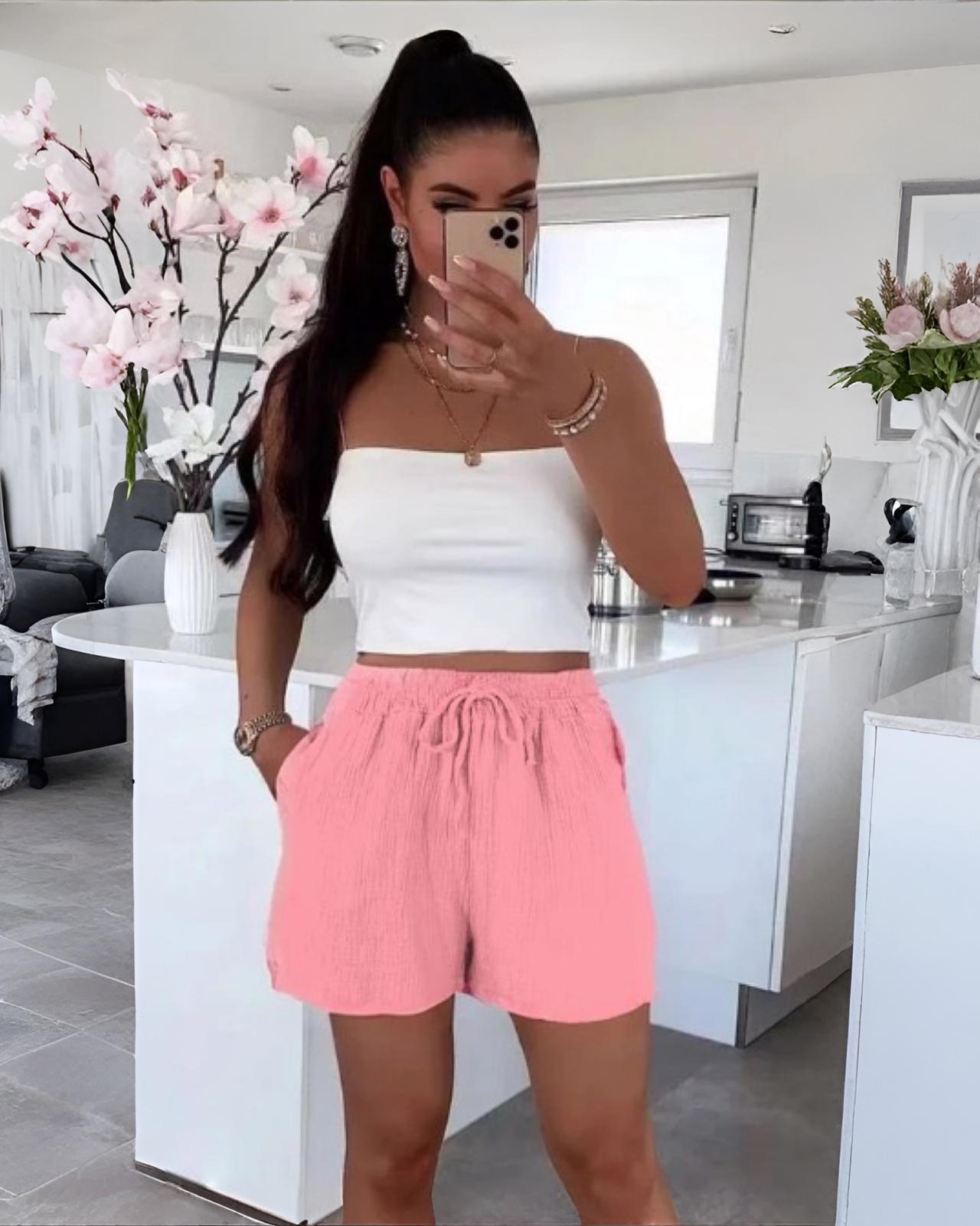 MUSSELIN SHORTS "SUNNY" ROSA