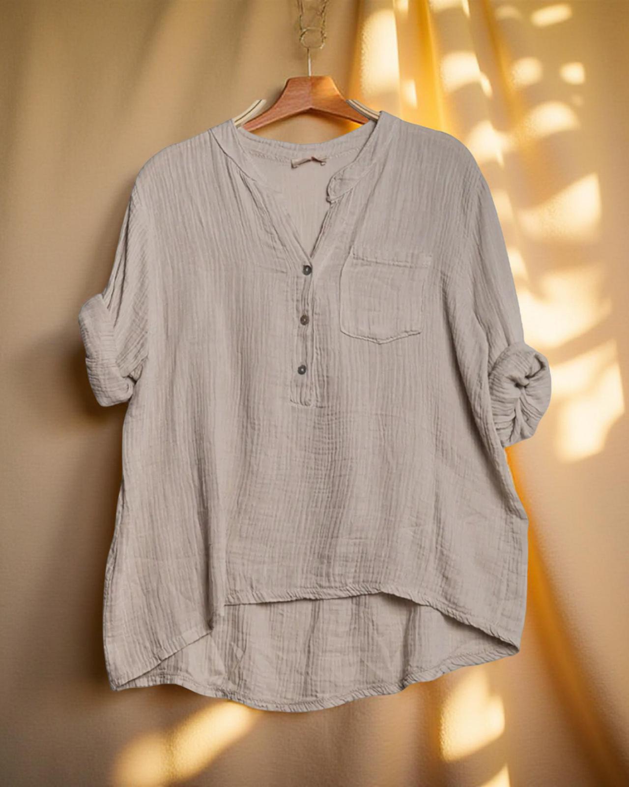 MUSSELIN HEMD "RIANA" BEIGE