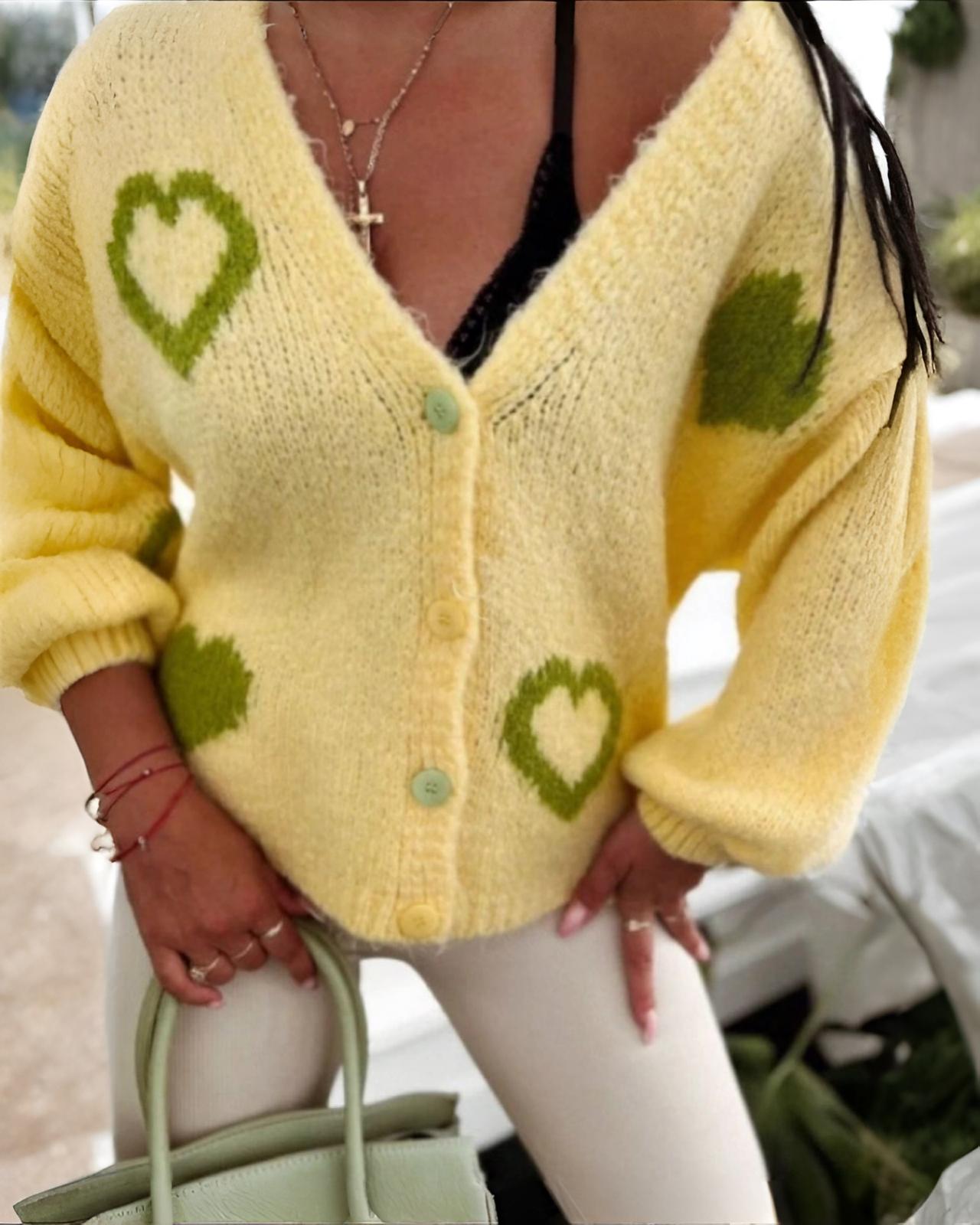 Häkelherz Cardigan "Ashley" Hellgelb
