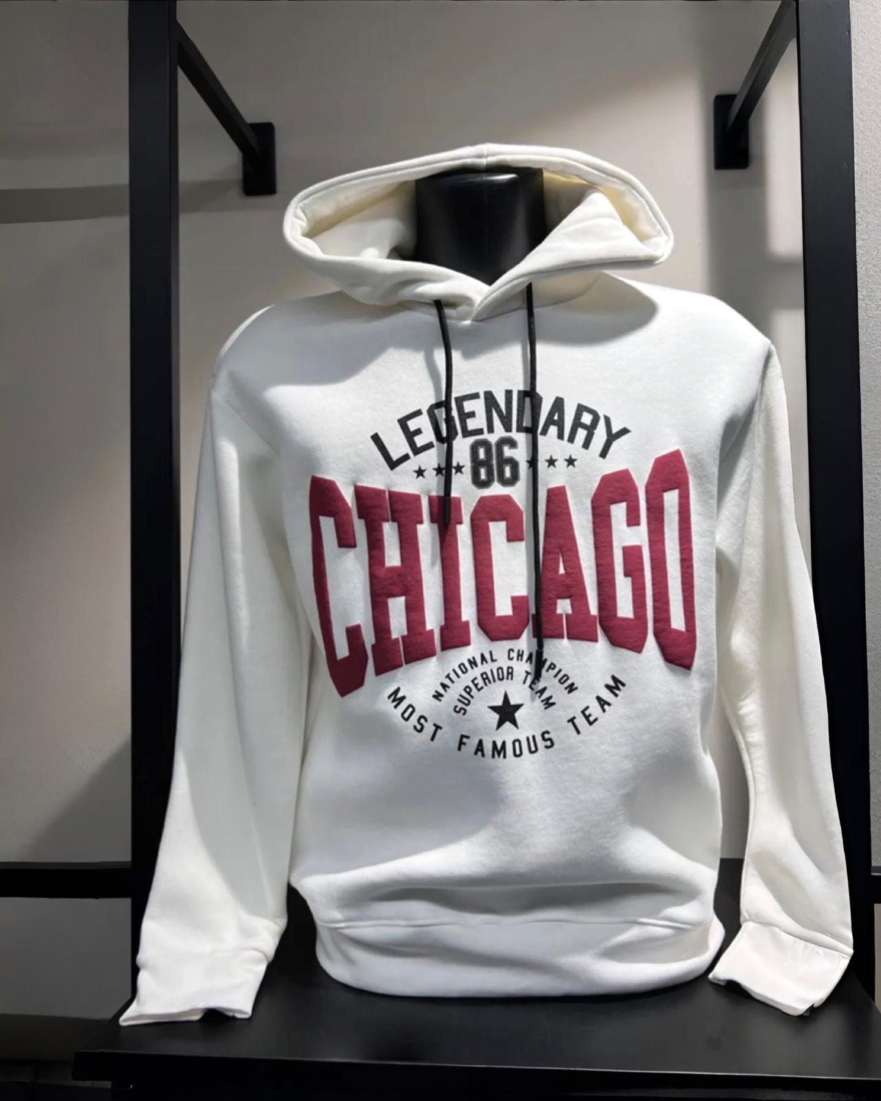 Hoodie "Chicago" Weiss