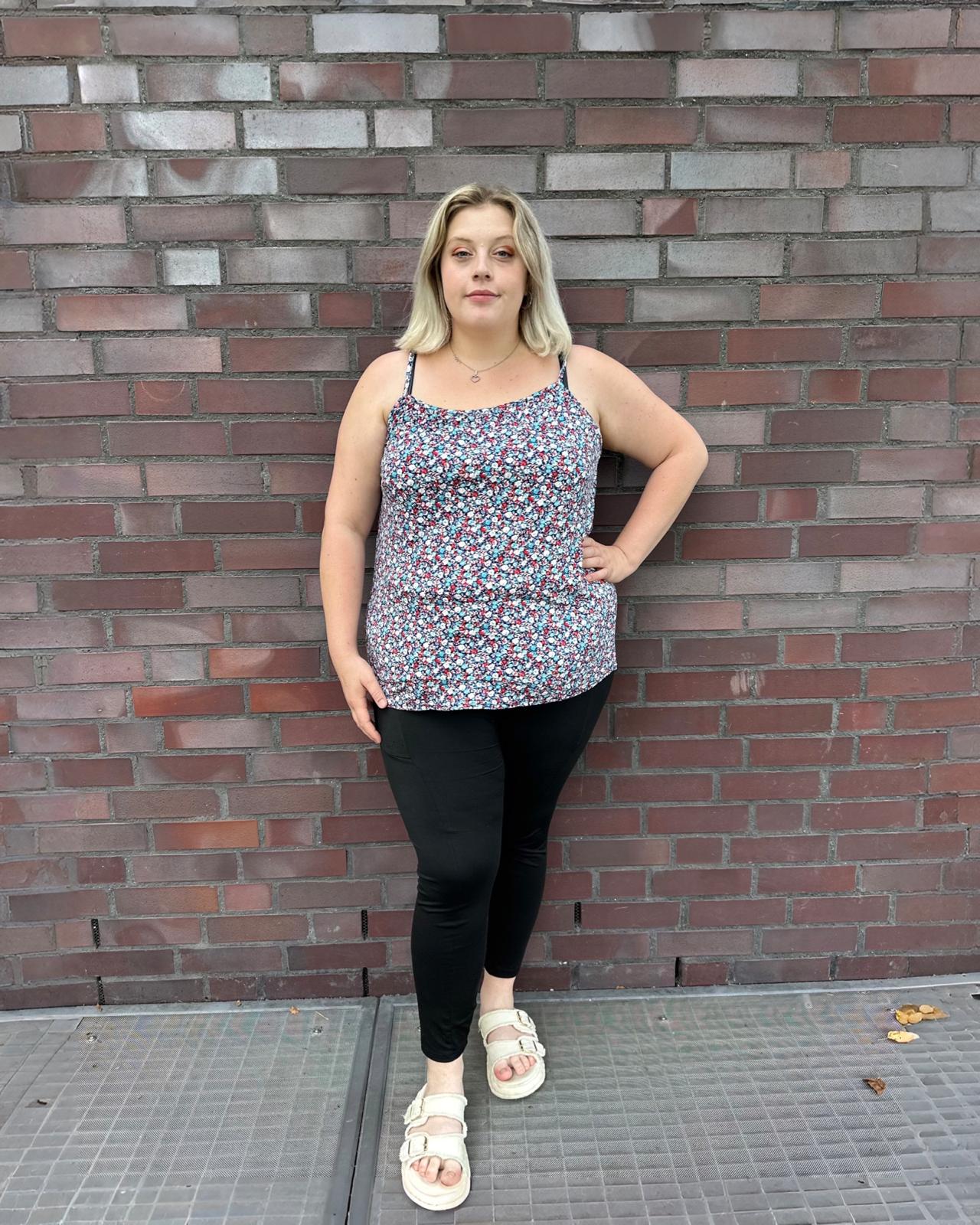 Träger Shirt "Bianca" Blumenmuster Blau