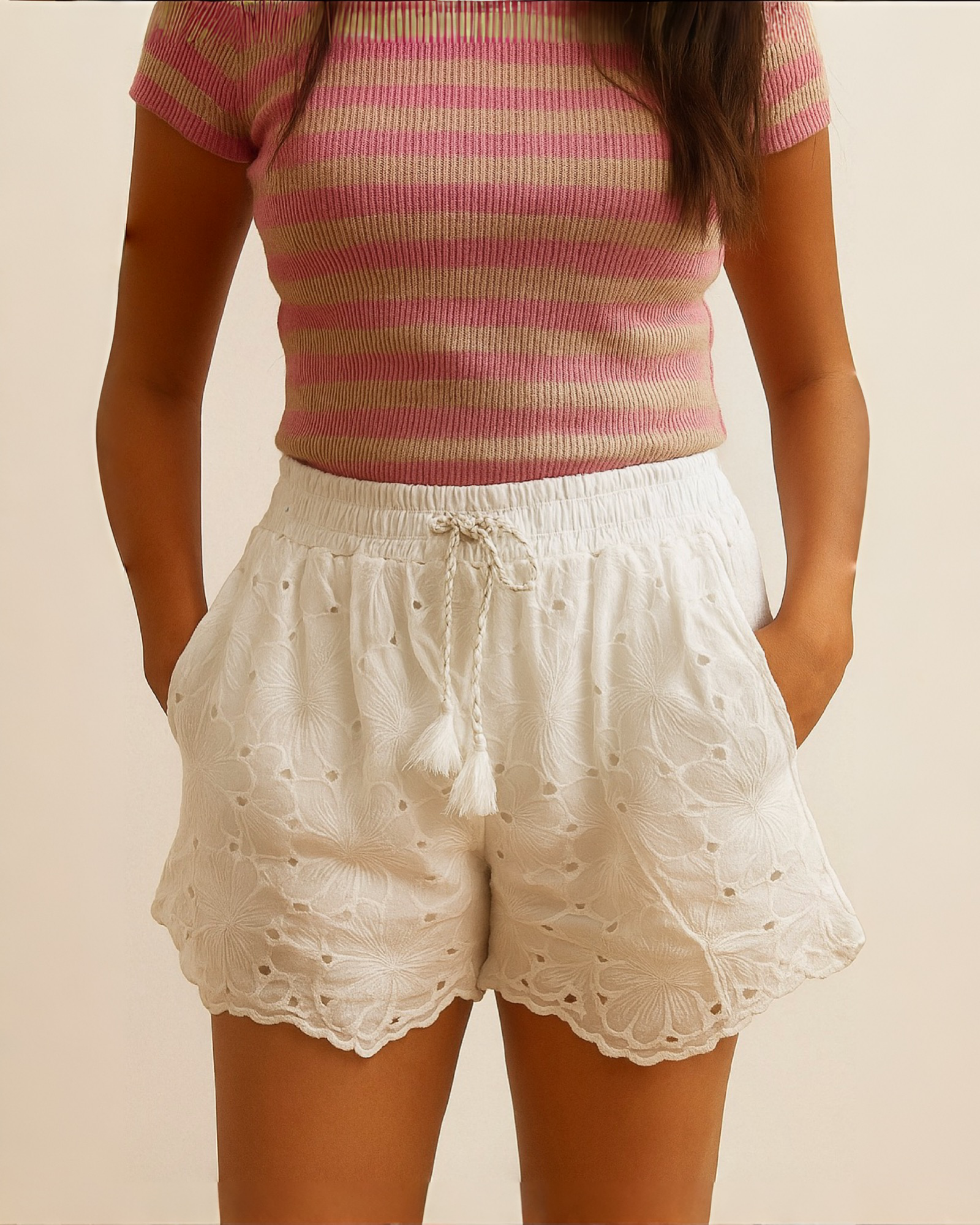 Baumwolle Shorts "Victoria" Weiss