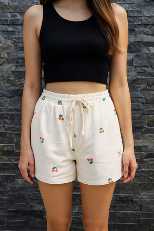 Baumwolle Shorts "CHERRY" ECRU