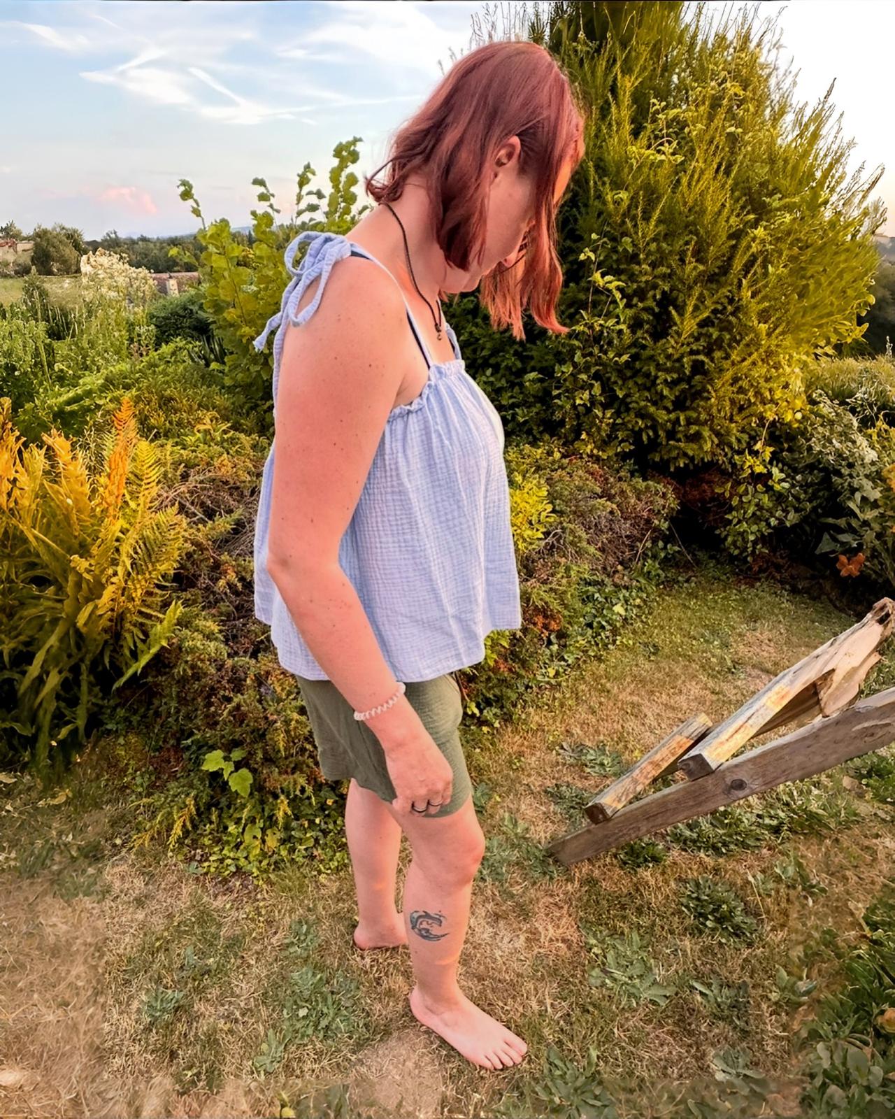 MUSSELIN TRÄGER-SHIRT "JOANA" HIMMELBLAU