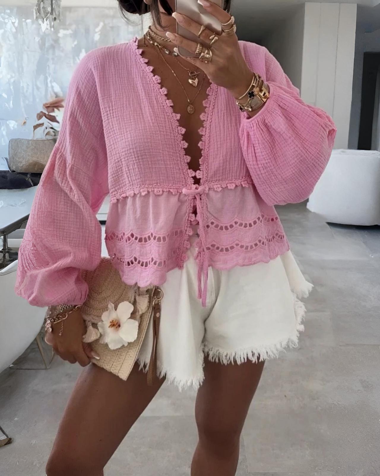 MUSSELIN BLUSE "RENA" BABYROSA