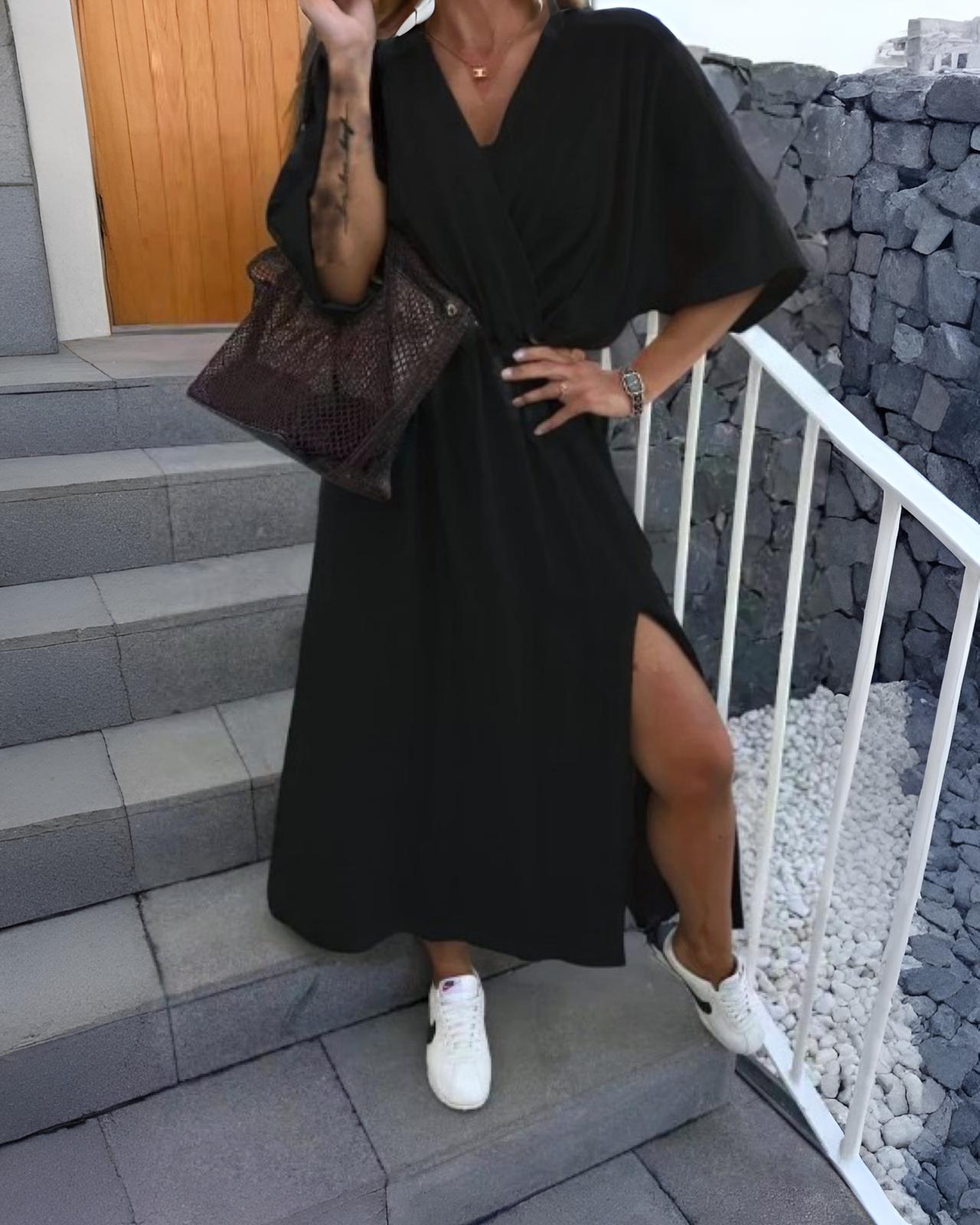 VISKOSE KLEID "MINA" SCHWARZ