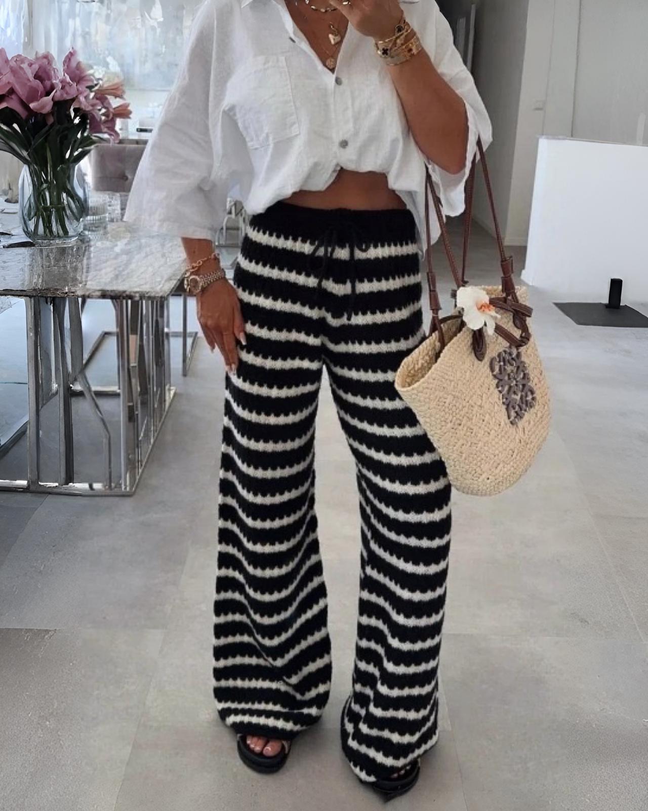 Wollstrick Hose "LENA" Schwarz