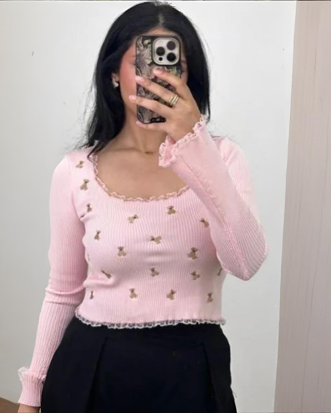 TEDDY PULLOVER TOP "KIANA" ROSA
