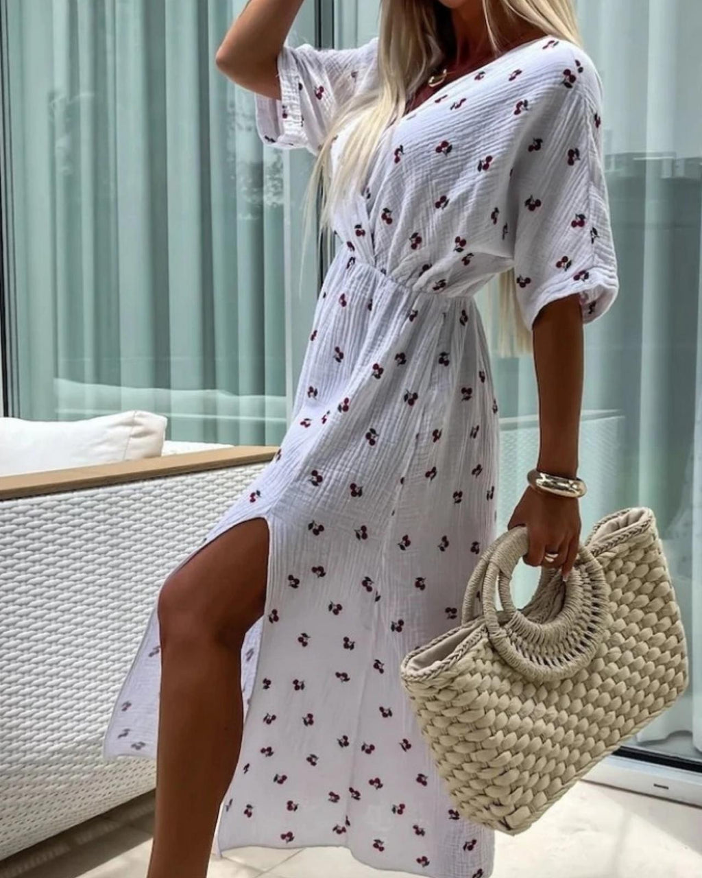 MUSSELIN BAUMWOLLKLEID "JOLIE" WEISS
