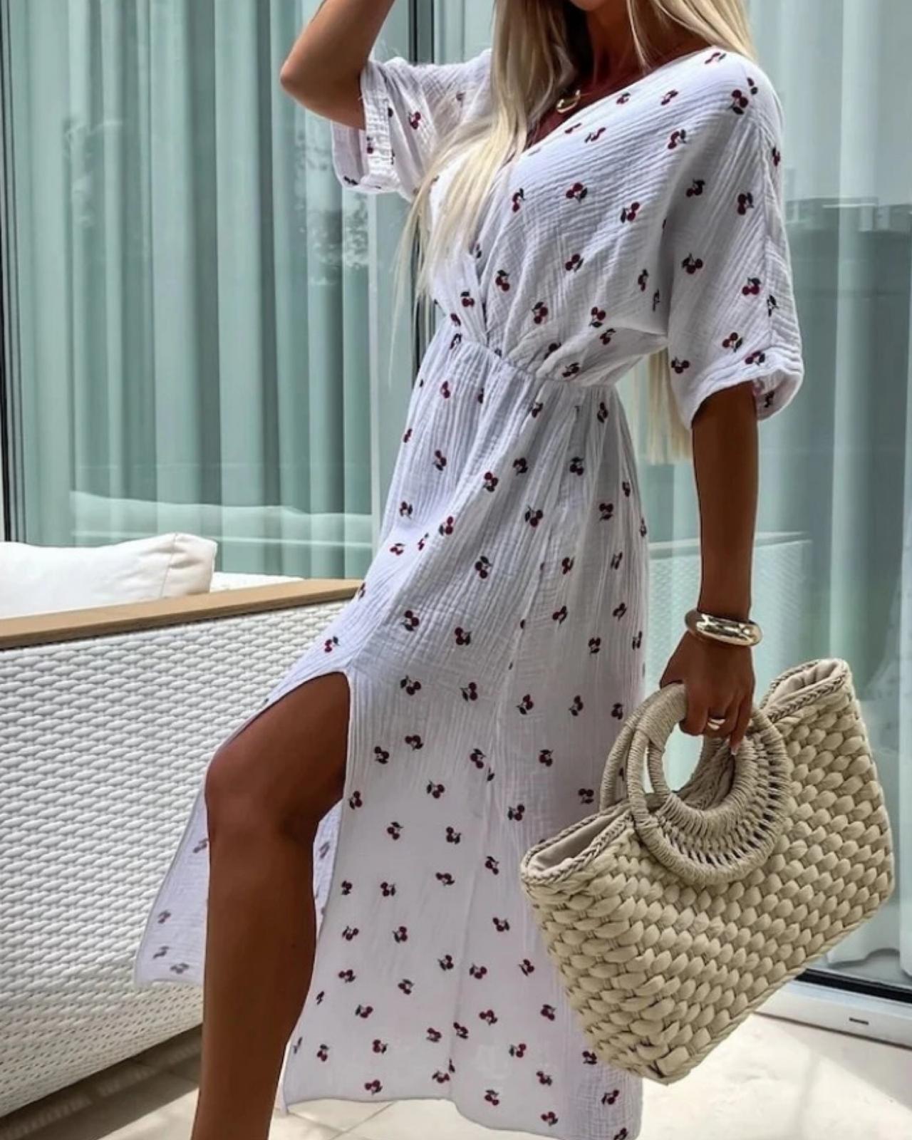 MUSSELIN BAUMWOLLKLEID "JOLIE" WEISS
