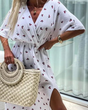 MUSSELIN BAUMWOLLKLEID "JOLIE" WEISS
