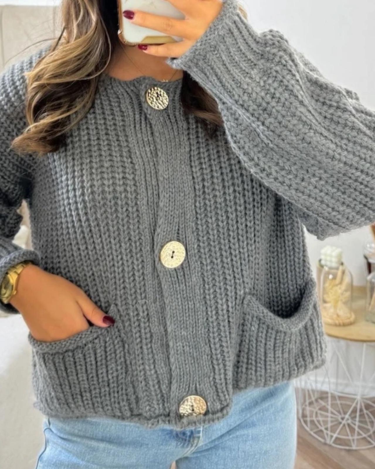 STRICKJACKE "BELLE" GRAU