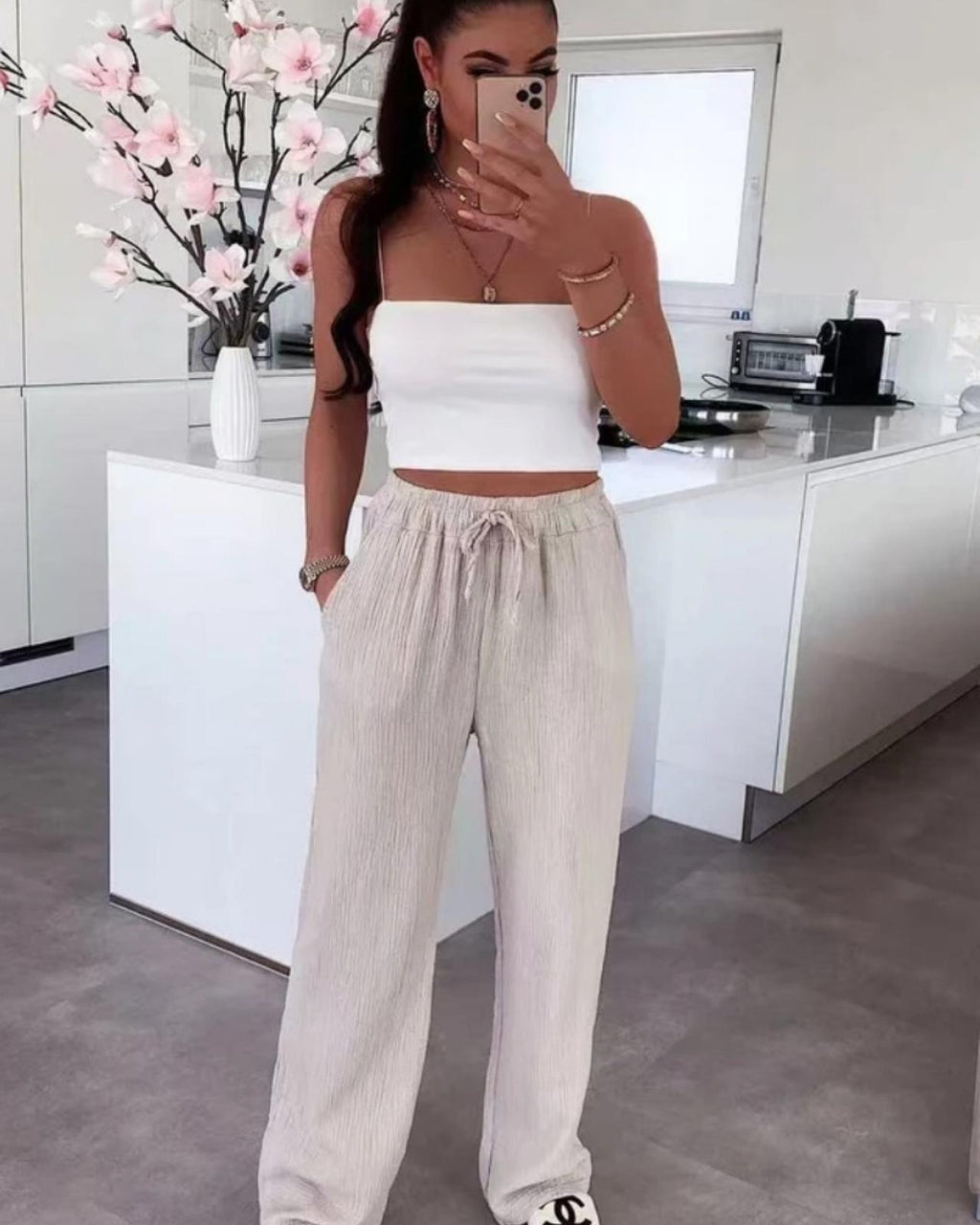 MUSSELIN HOSE "LINA" BEIGE
