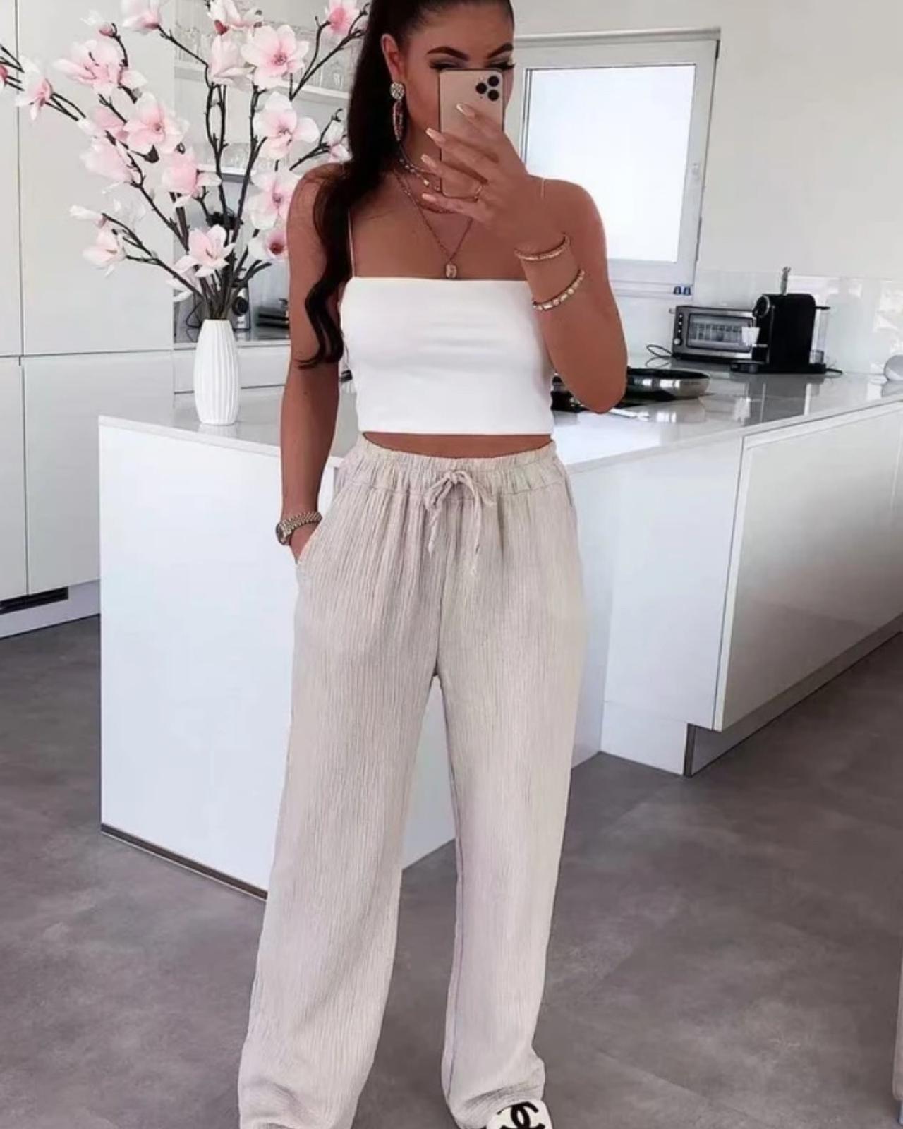 MUSSELIN HOSE "LINA" BEIGE