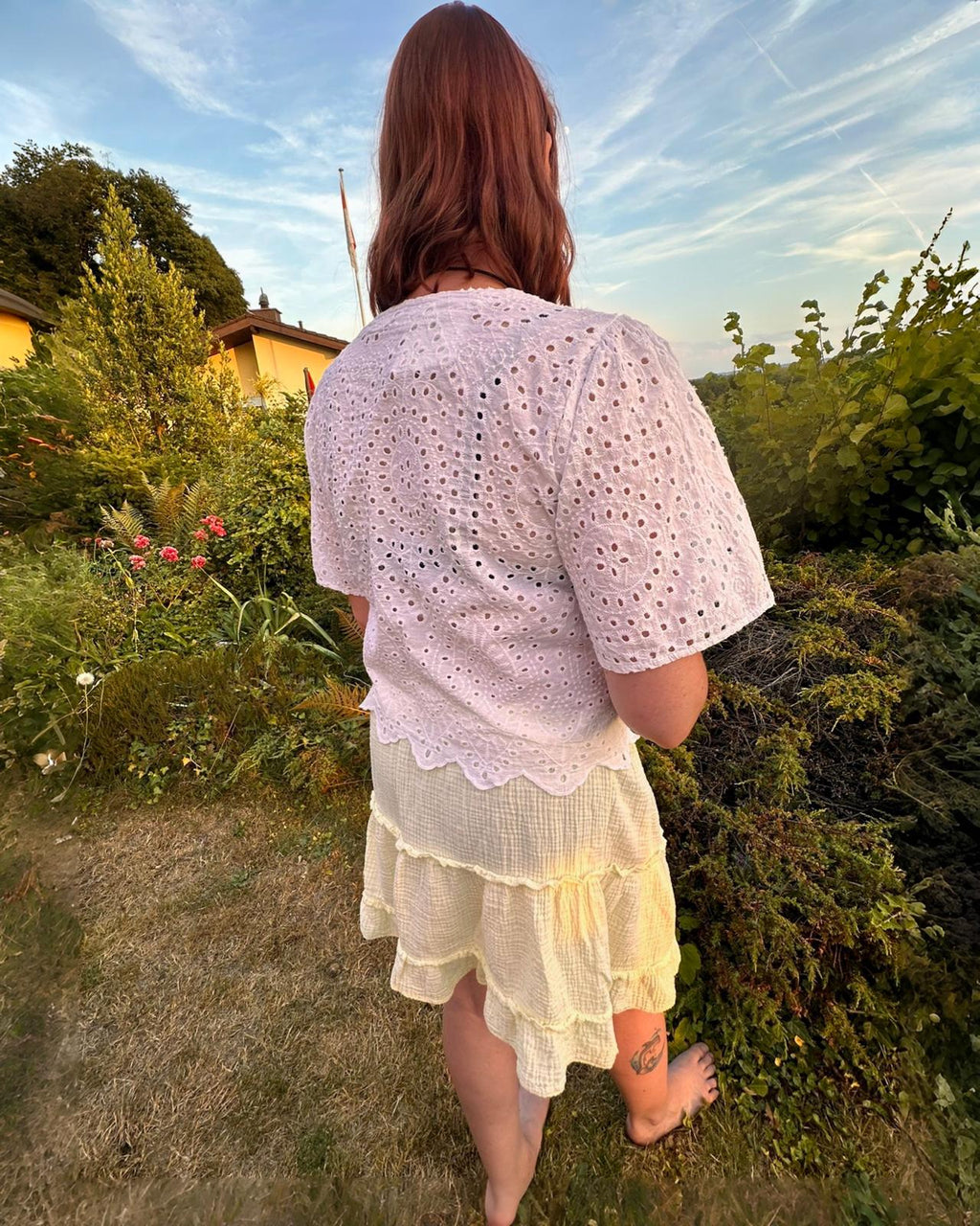 MUSSELIN KNOTEN BLUSE "VALERIE" WEISS
