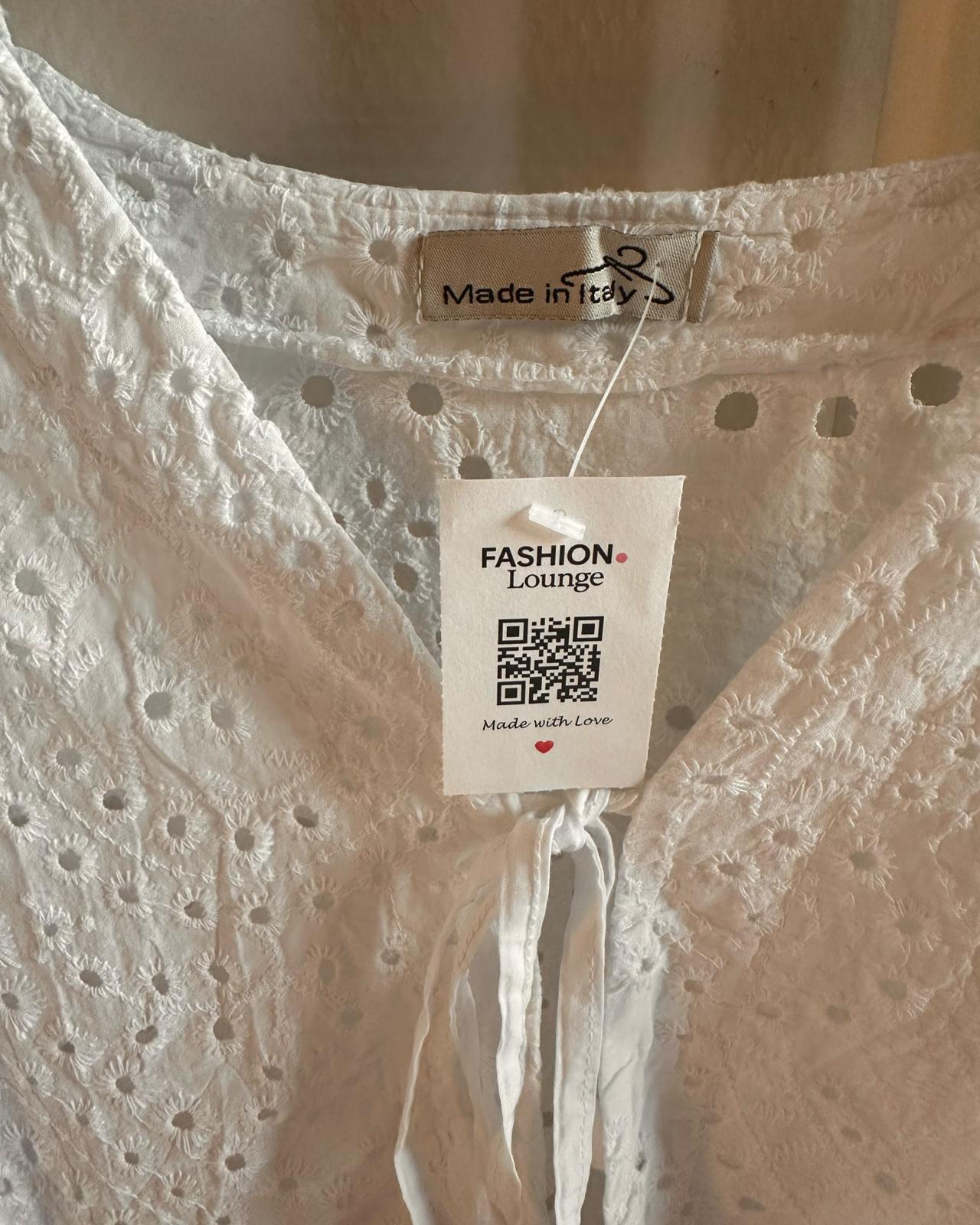 MUSSELIN KNOTEN BLUSE "VALERIE" WEISS