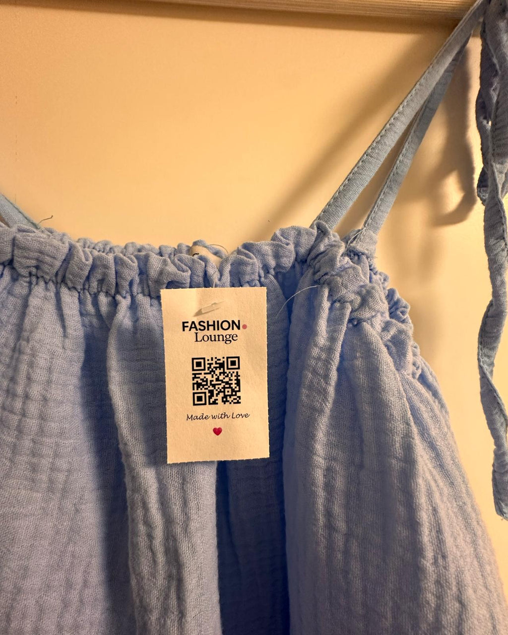 MUSSELIN TRÄGER-SHIRT "JOANA" HIMMELBLAU
