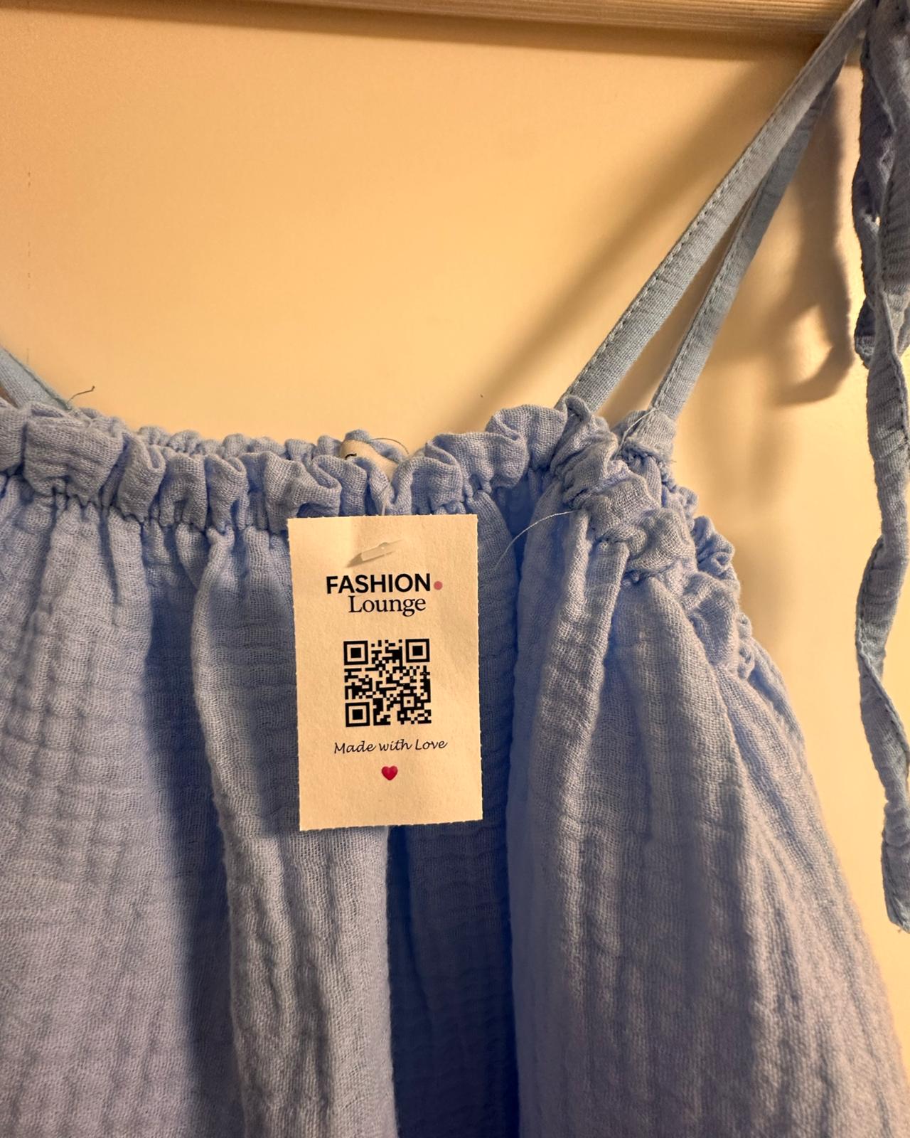 MUSSELIN TRÄGER-SHIRT "JOANA" HIMMELBLAU