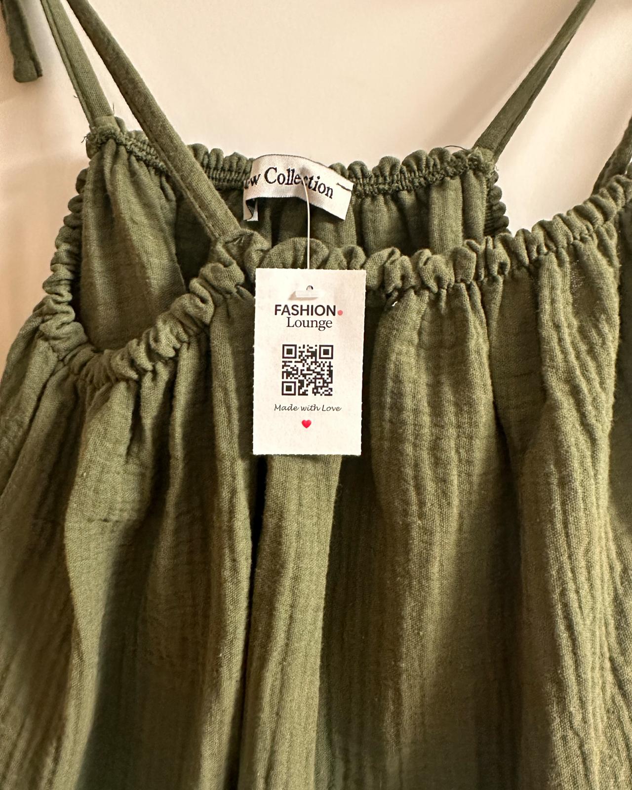 MUSSELIN TRÄGER-SHIRT "JOANA" KHAKI