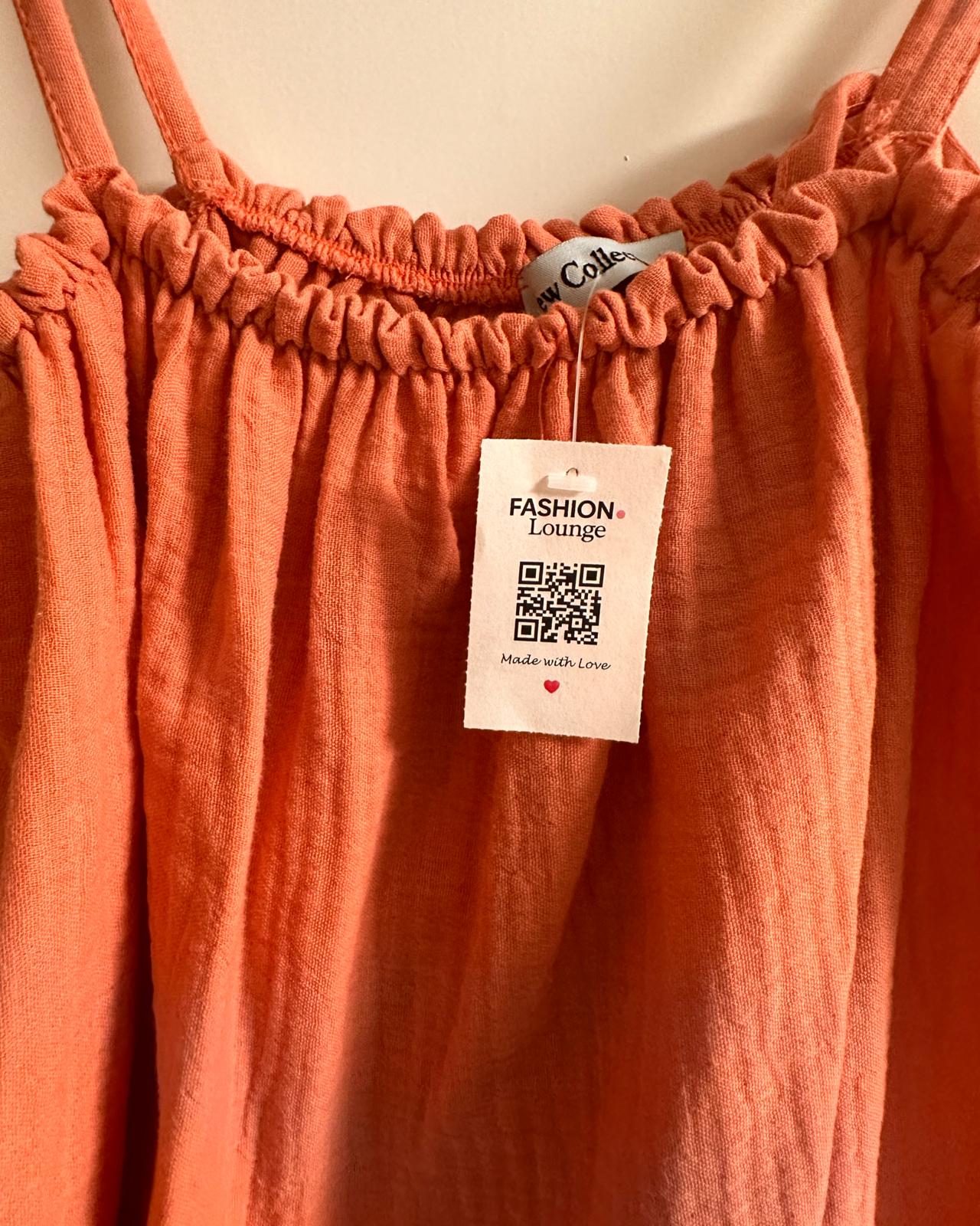 MUSSELIN TRÄGER-SHIRT "JOANA" KORALLE