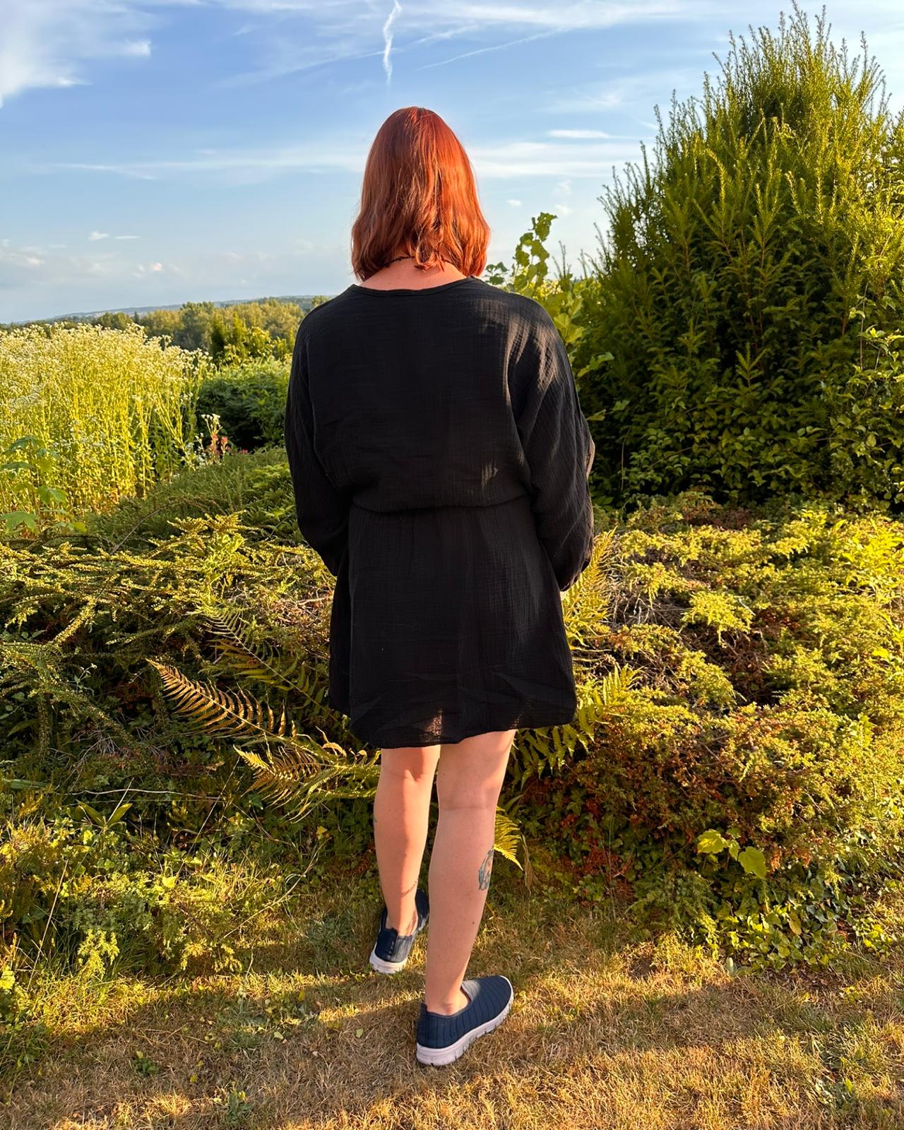 MUSSELIN KLEID "NOVA" SCHWARZ