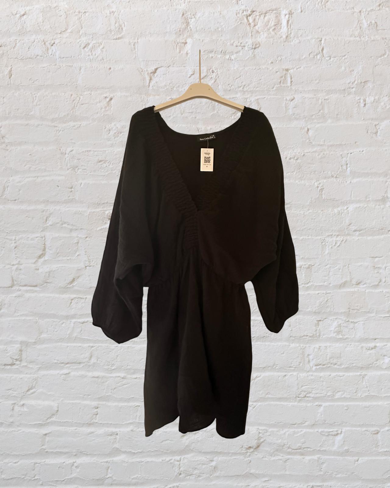 MUSSELIN KLEID "NOVA" SCHWARZ