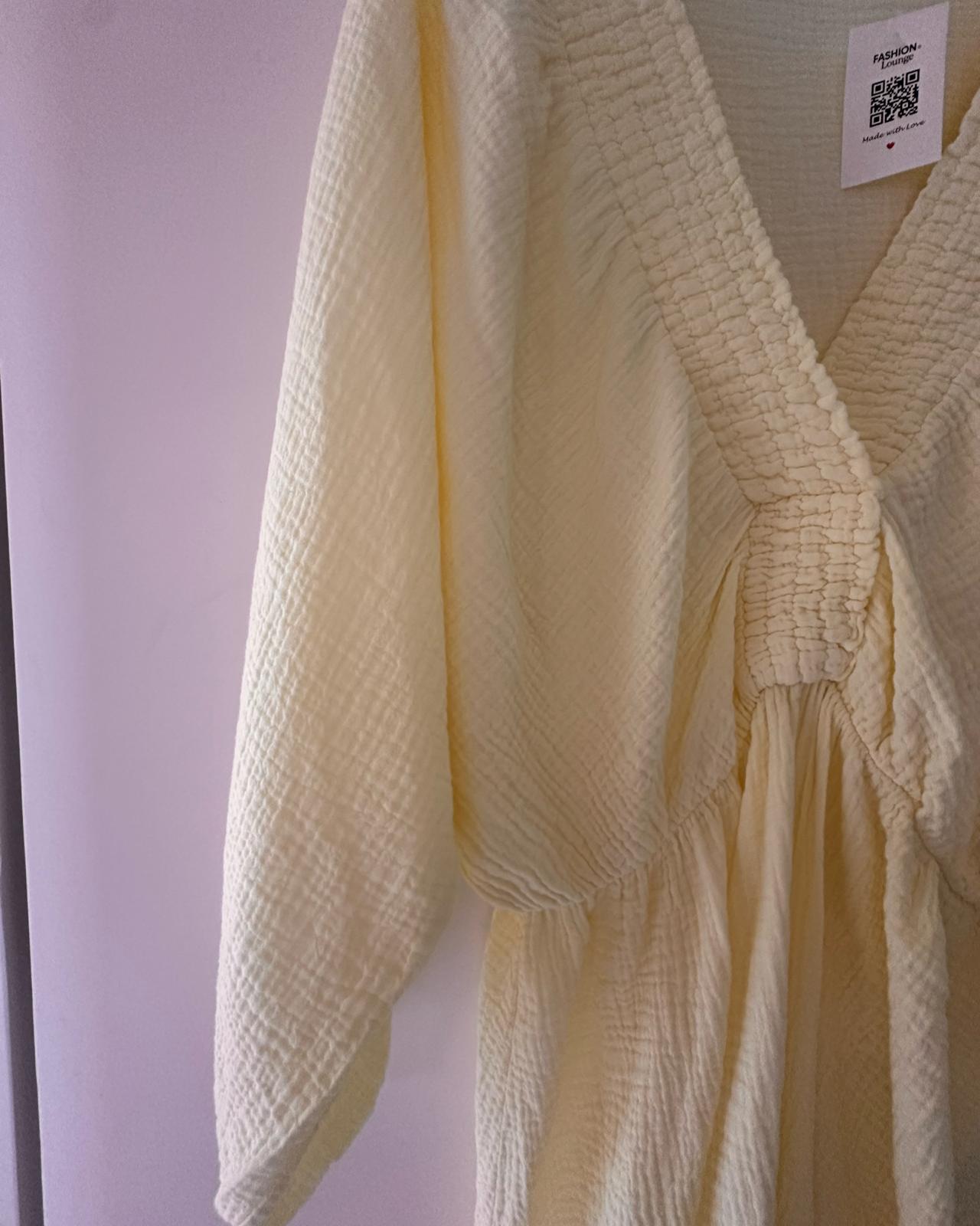 MUSSELIN KLEID "NOVA" HELLGELB
