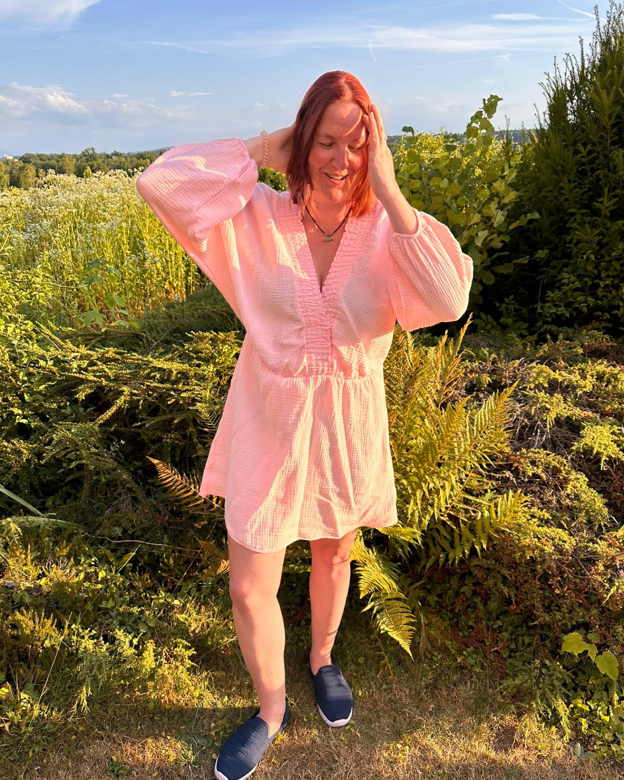 MUSSELIN KLEID "NOVA" BABYROSA