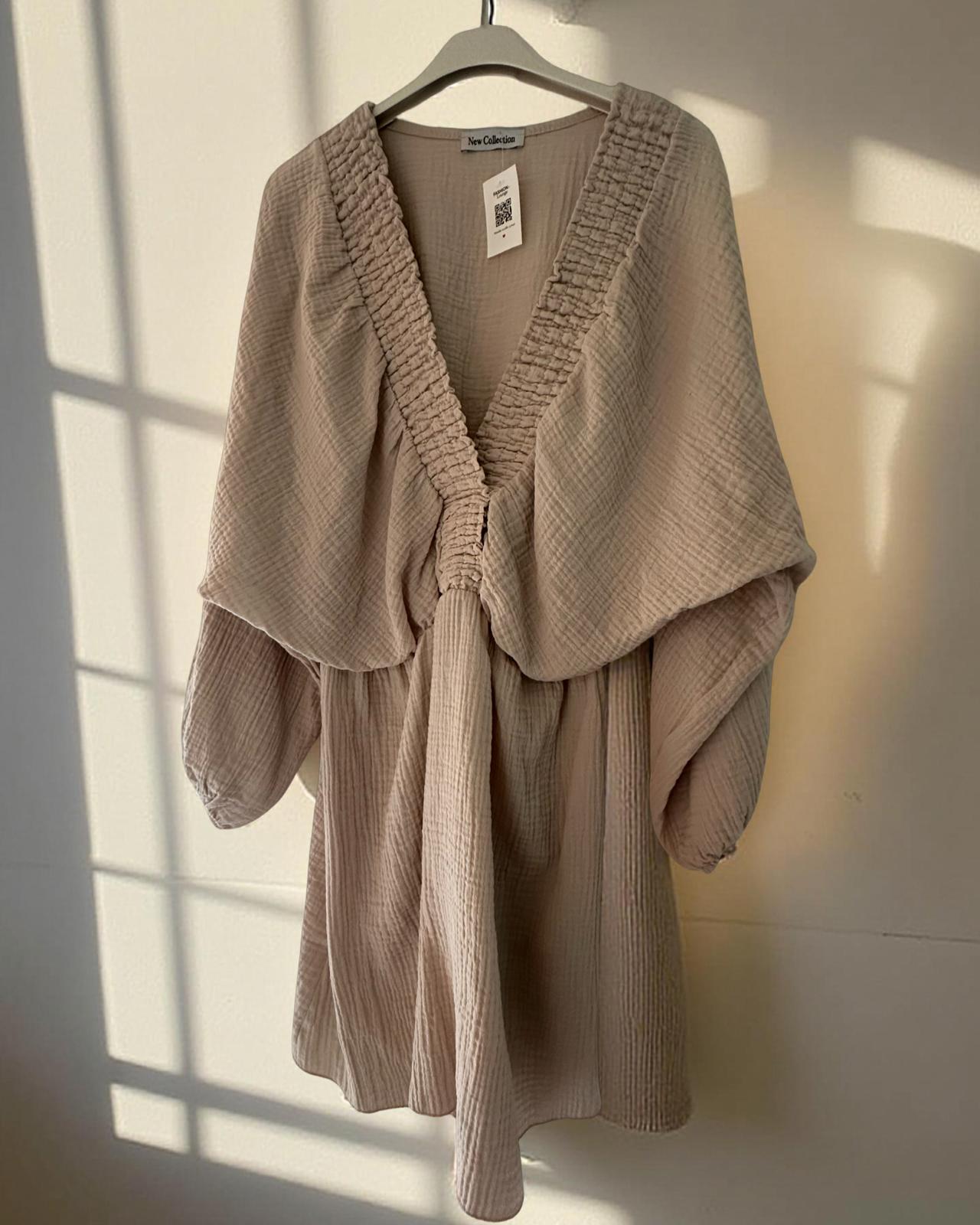 MUSSELIN KLEID "NOVA" BEIGE