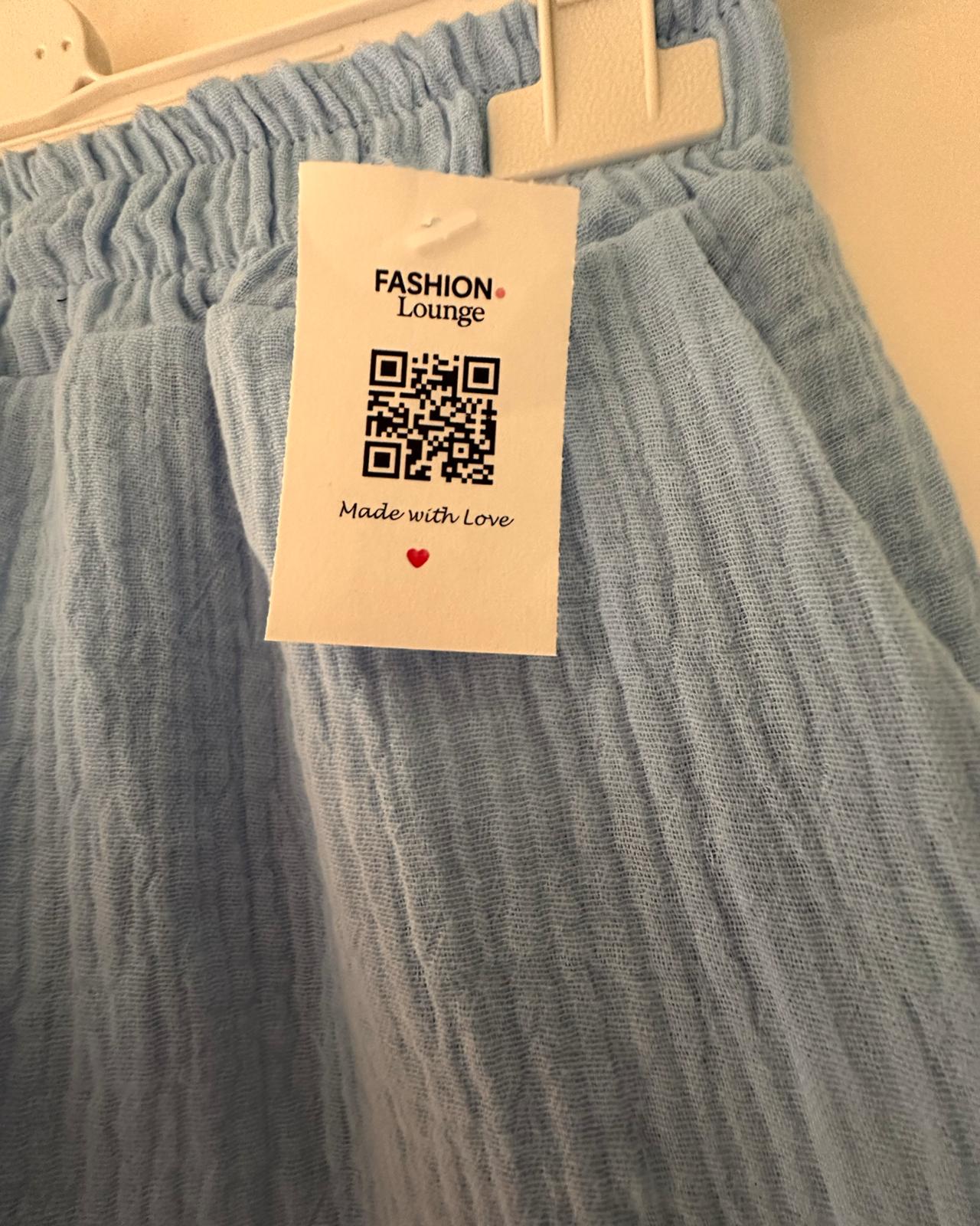 MUSSELIN SHORTS "SUNNY" HIMMELBLAU