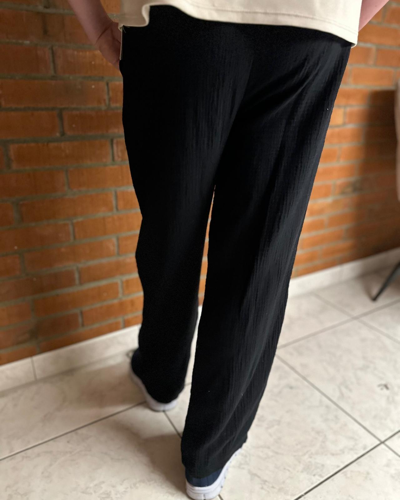 MUSSELIN HOSE "LINA" SCHWARZ