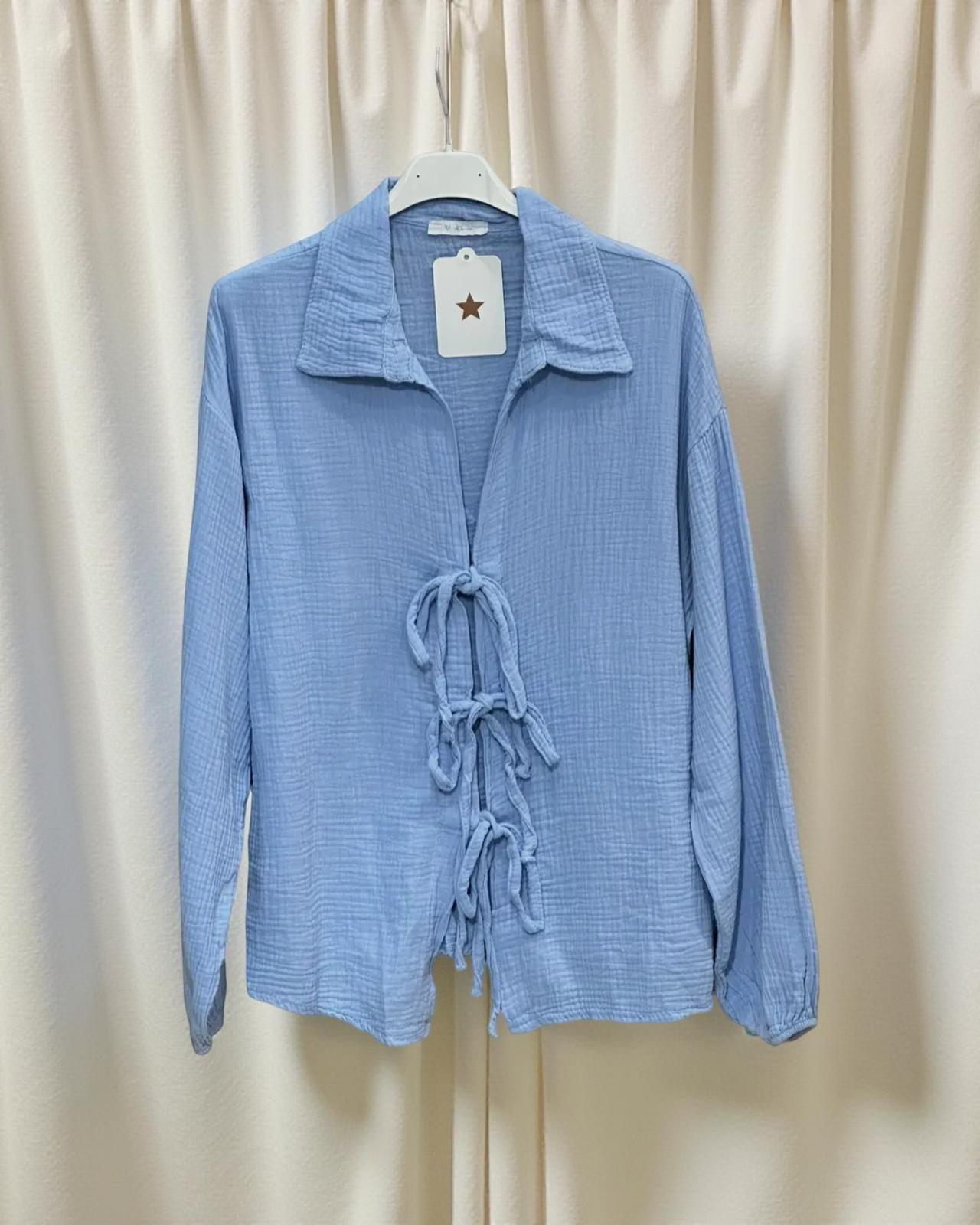 MUSSELIN KNOTEN HEMD "REYA" BABYBLAU