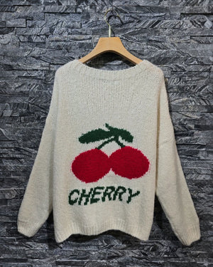 WOLLPULLOVER "CHERRY" ECRU
