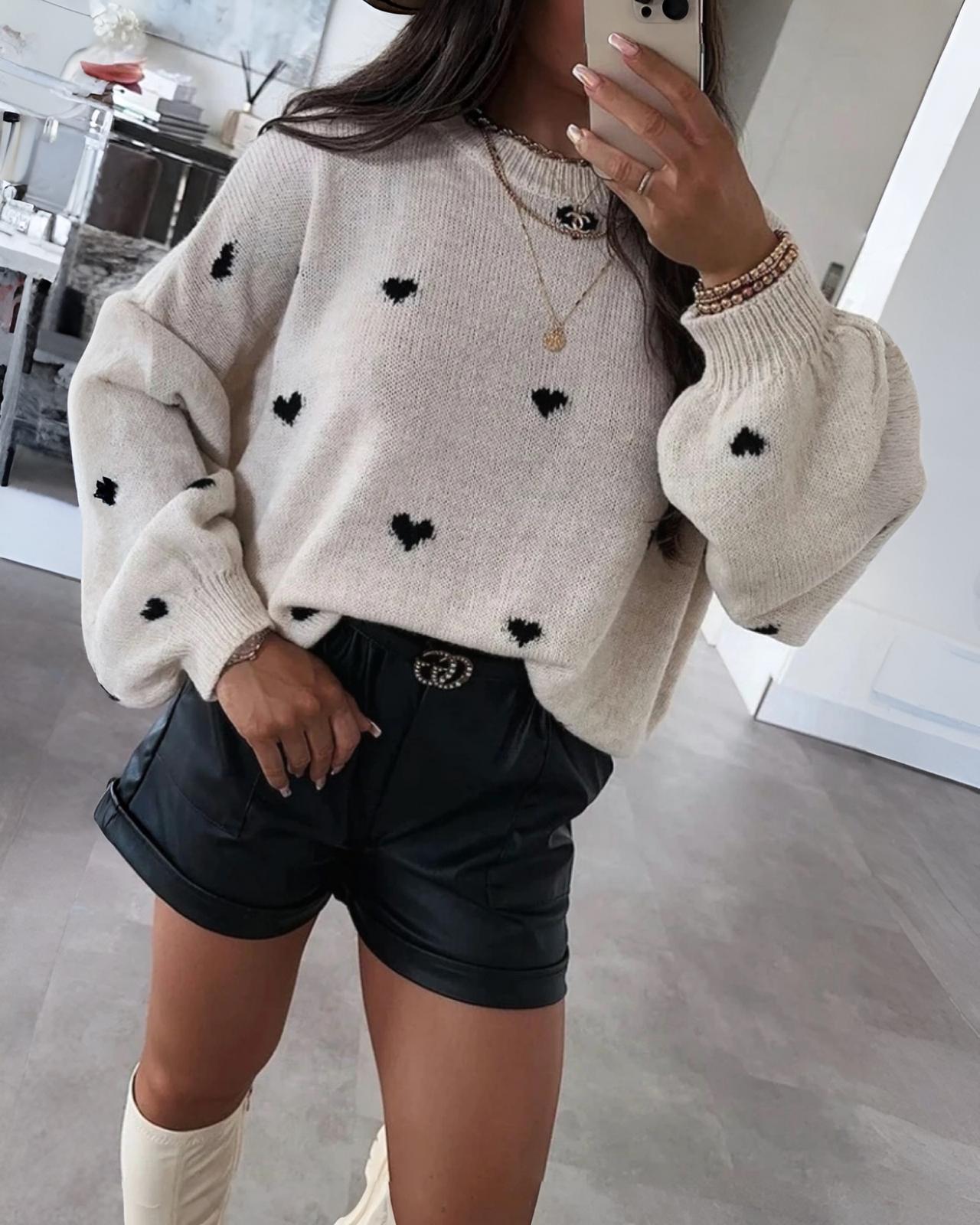 WOLLPULLOVER "LOVELY" BEIGE-WEISS
