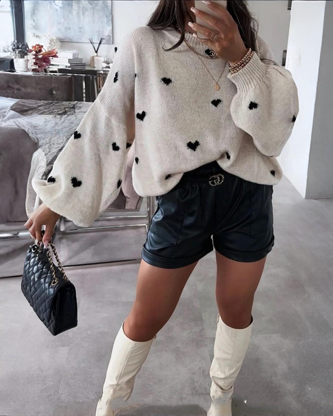 WOLLPULLOVER "LOVELY" BEIGE-WEISS