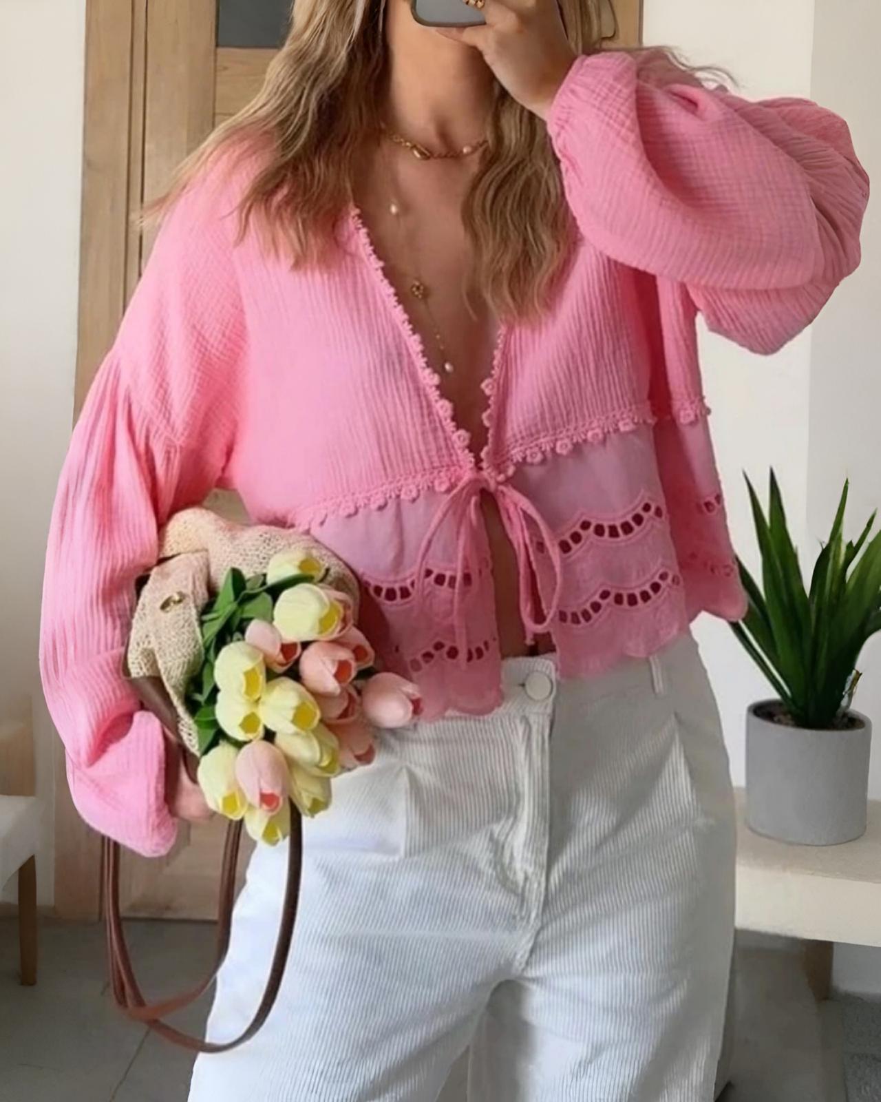 MUSSELIN BLUSE "RENA" BABYROSA