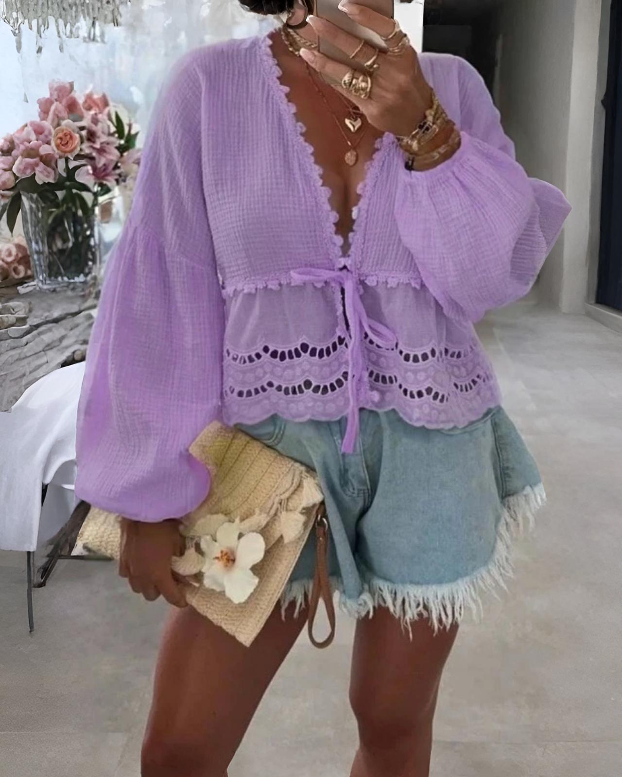 MUSSELIN BLUSE "RENA" FLIEDER