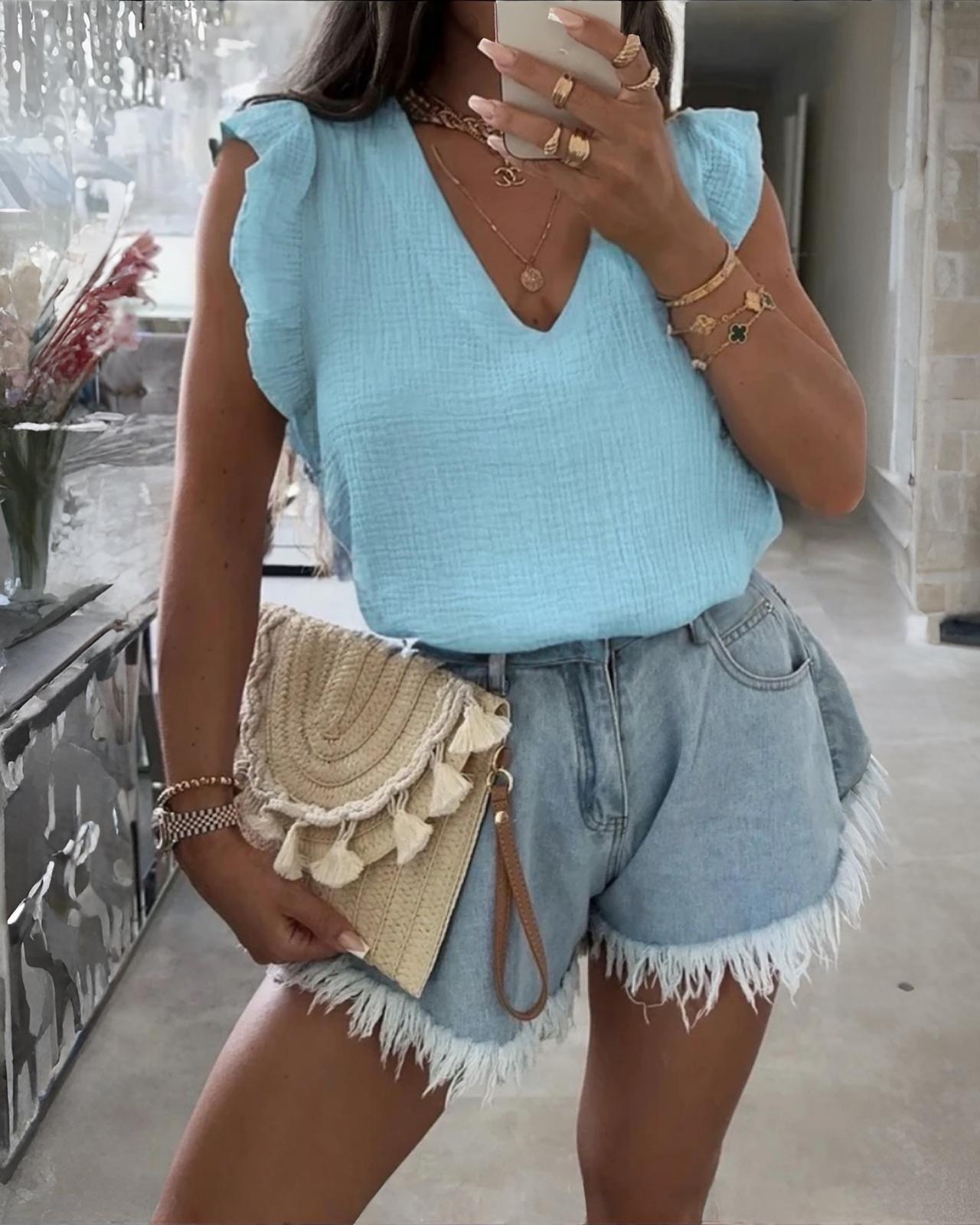 MUSSELIN TOP "LINDA" BABYBLAU