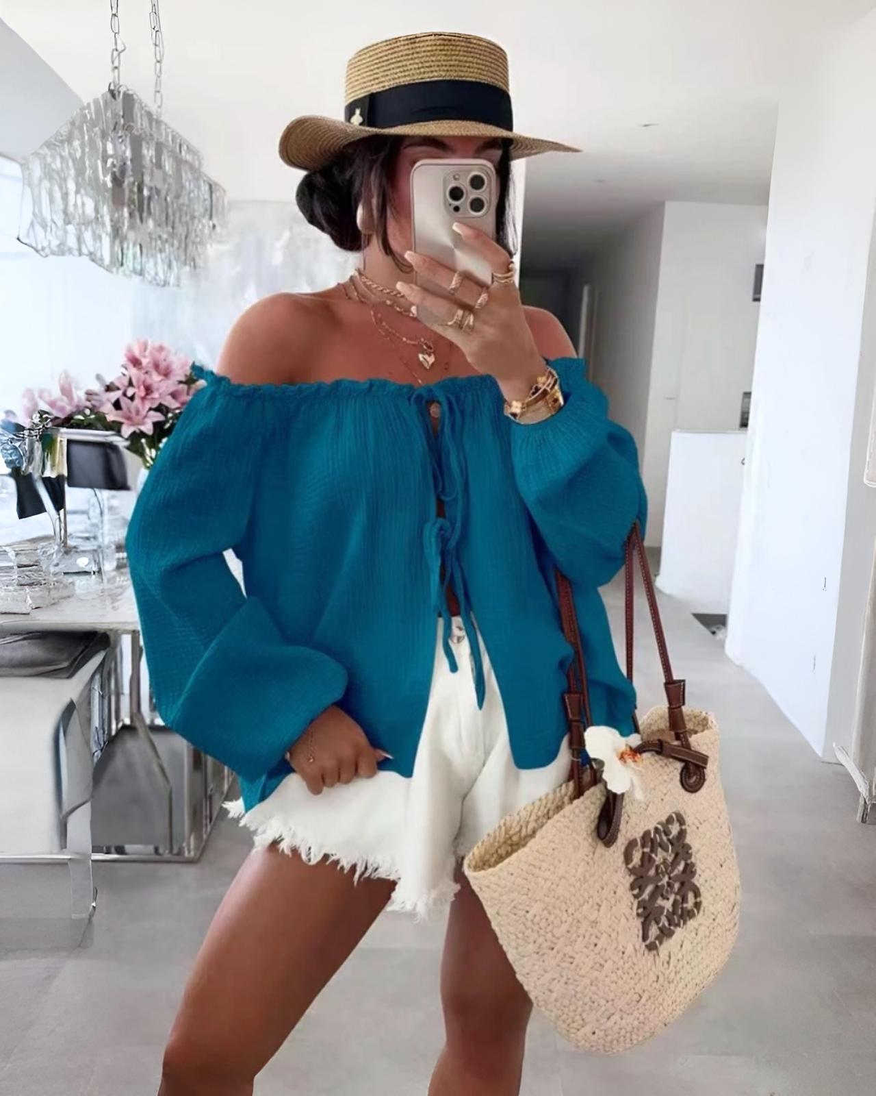MUSSELIN KNOTEN BLUSE "MELA" div. Farben