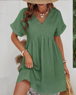MUSSELIN KLEID "MINA" KHAKI