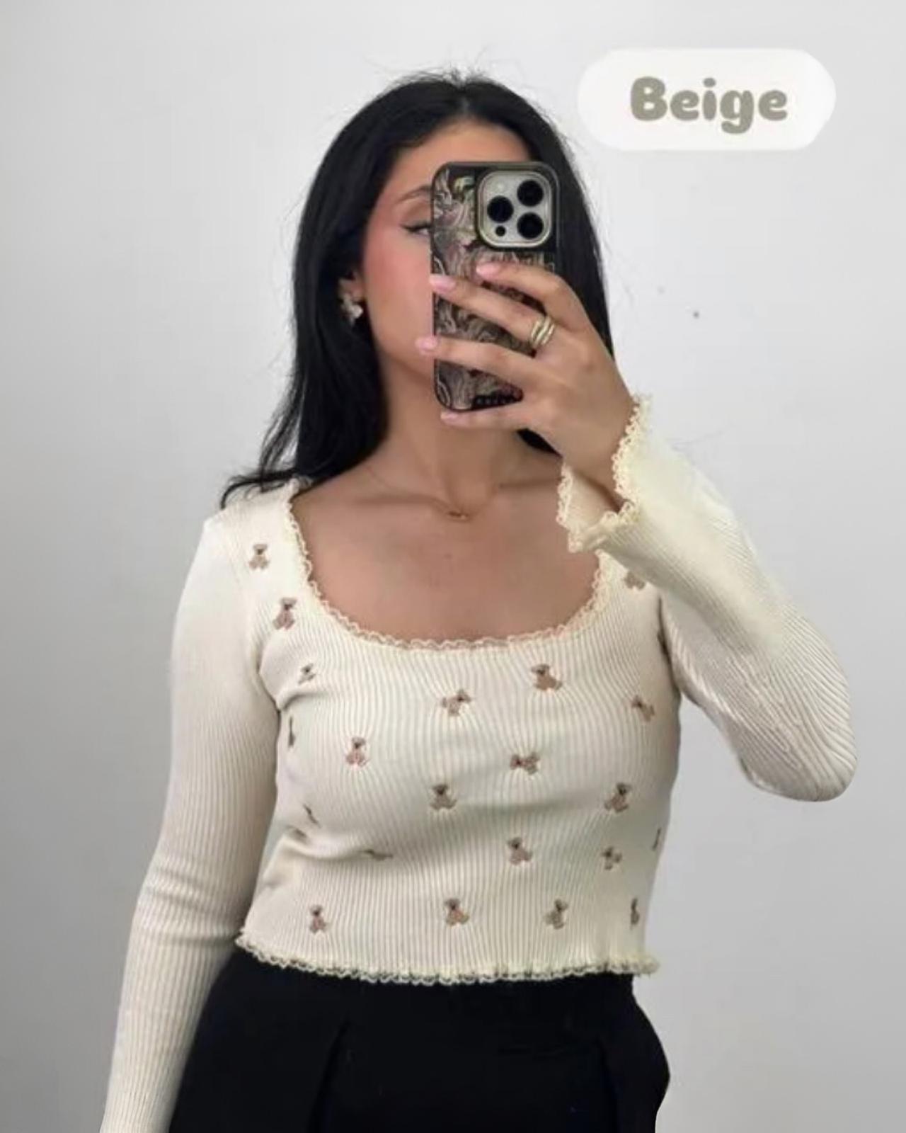 TEDDY PULLOVER TOP "KIANA" BEIGE