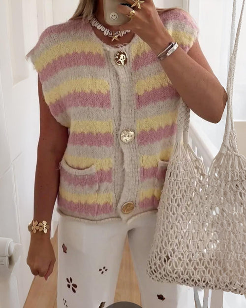 Ärmelloser Woll Cardigan "Nadia" Rosa