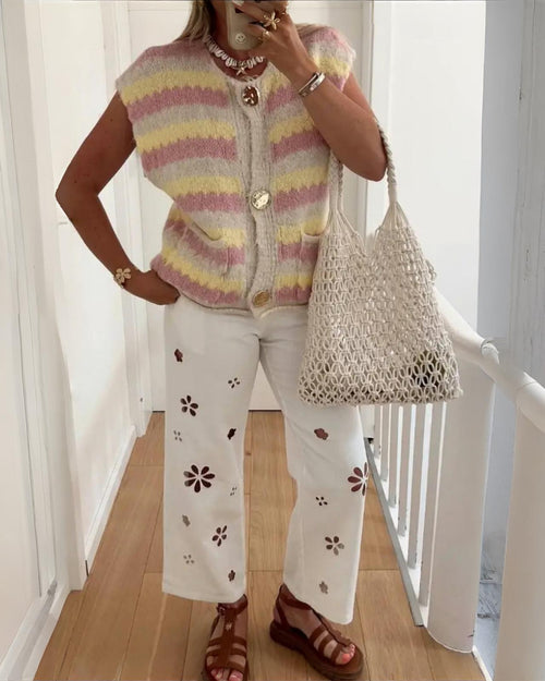 Ärmelloser Woll Cardigan "Nadia" Rosa