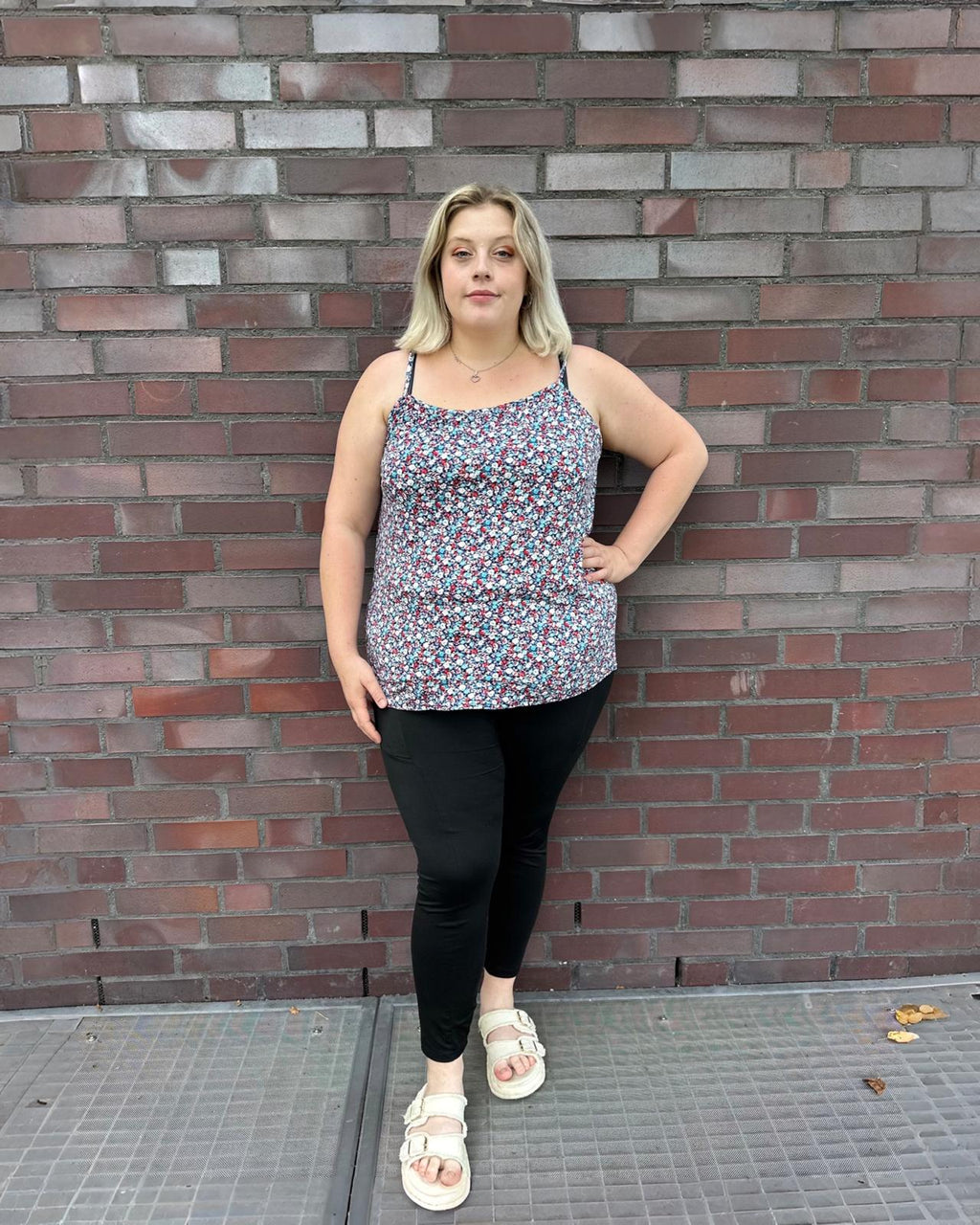 Träger Shirt "Bianca" Blumenmuster Blau