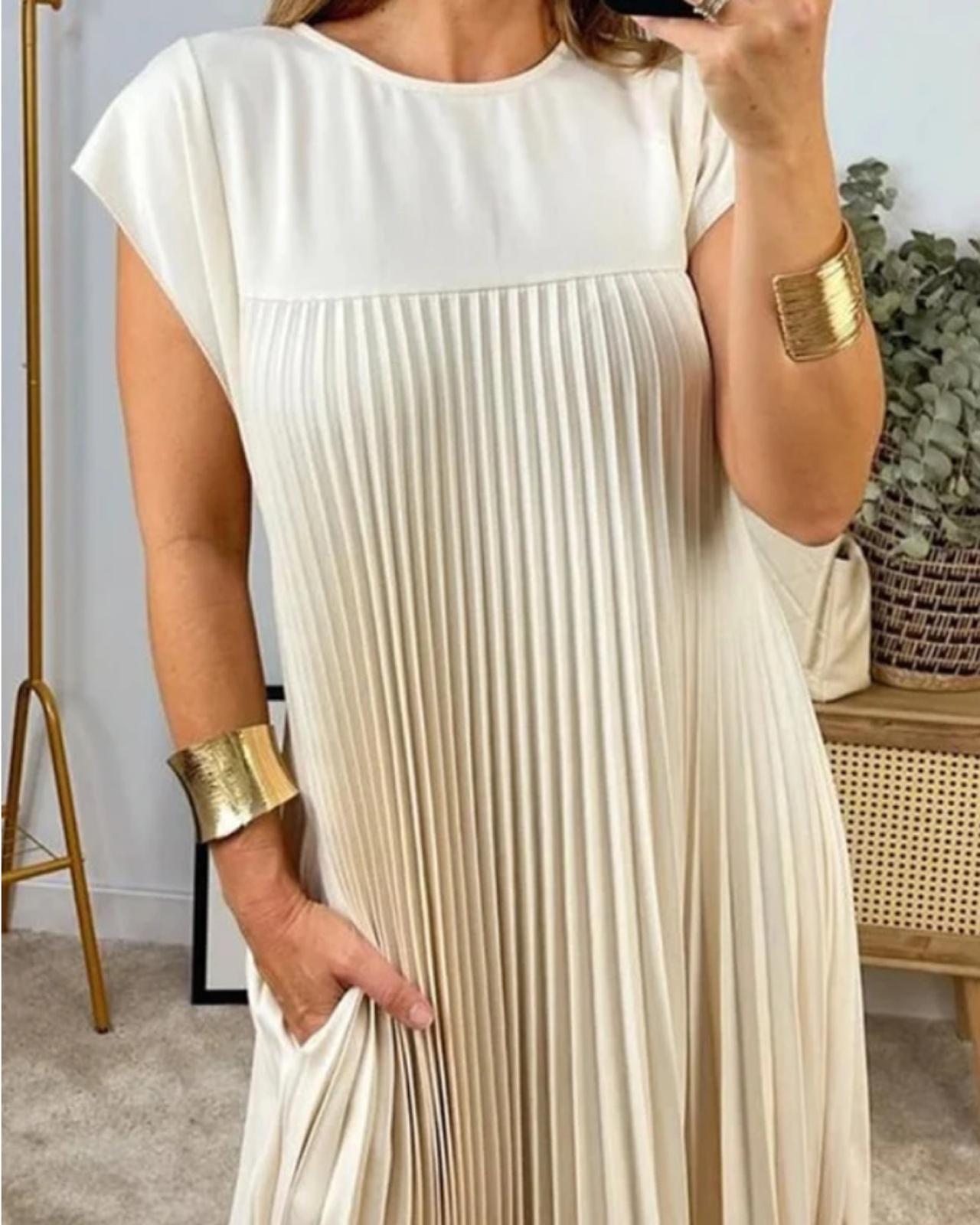 PLISSEE FLIESSKLEID "MILA" CREME